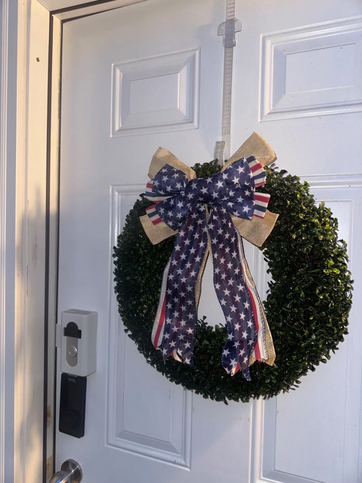 Pure Garden Round Boxwood Wreath for Front Door, Green, 19.5