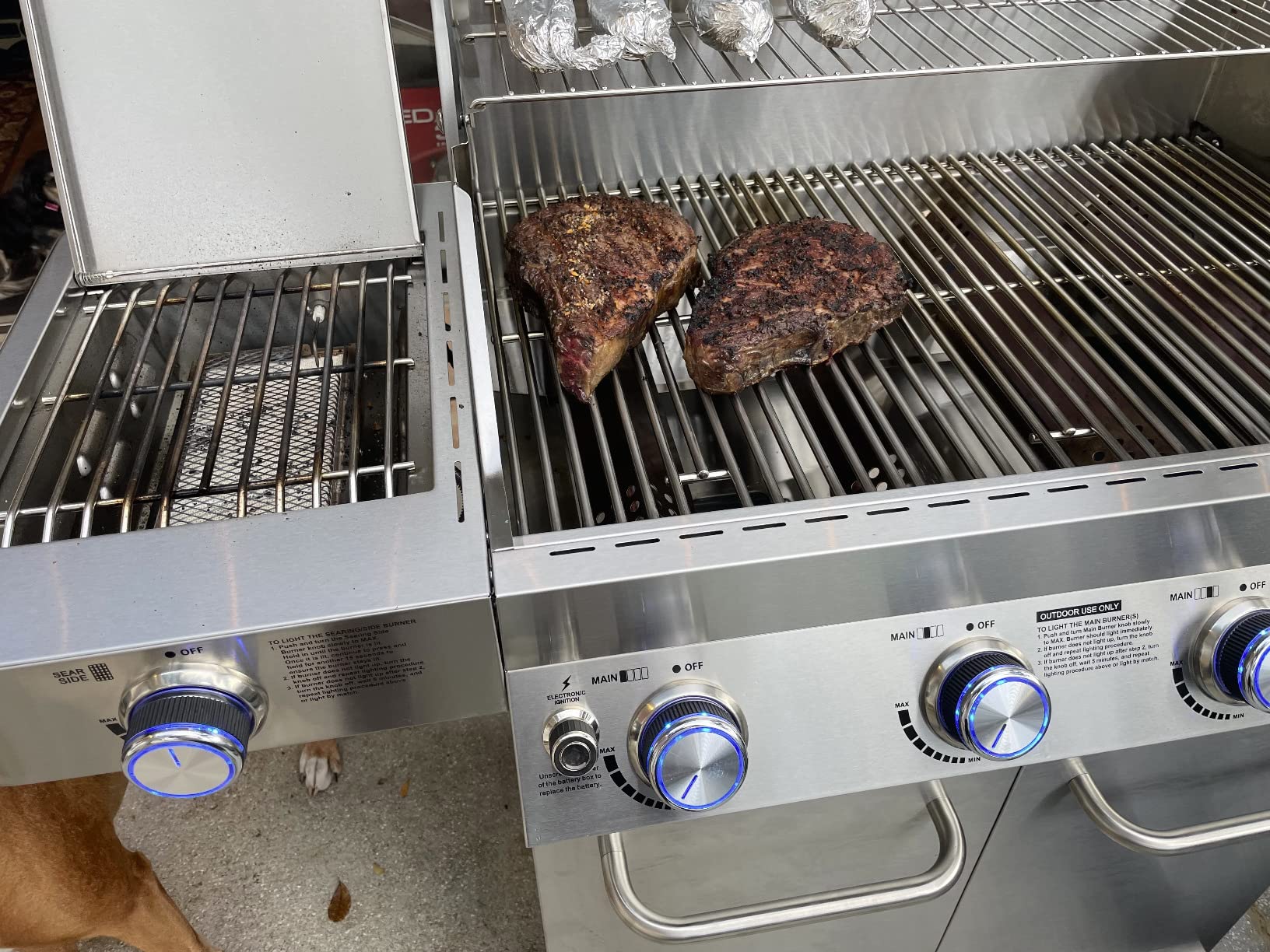 Monument Grills Larger 4+2 Burner Propane Gas Grills Stainless Steel Cabinet Style with Side & Side Sear Burners, Built-In Thermometer, and Knob Controls customer photo 2