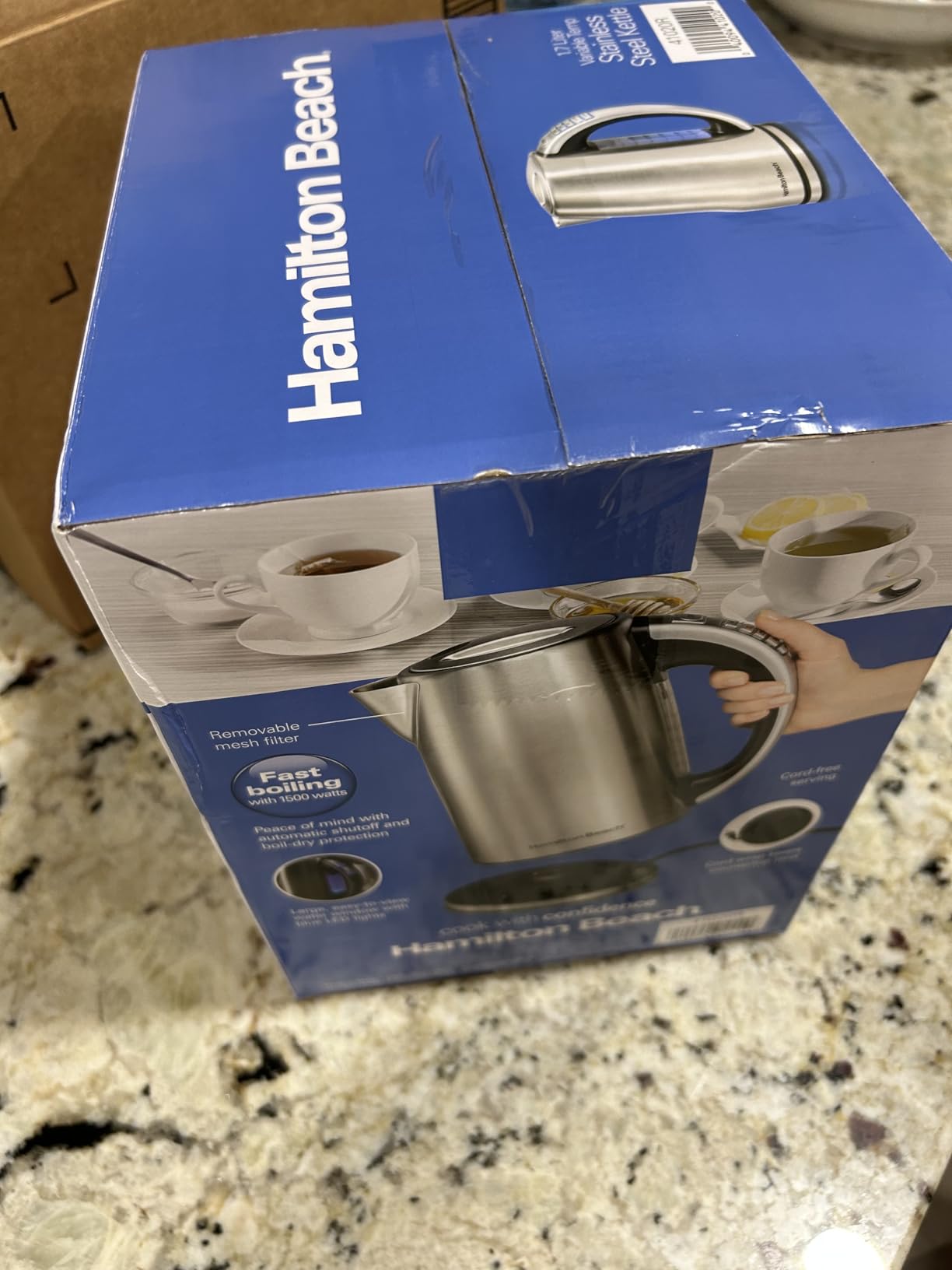 Hamilton Beach 1.7 Liter Electric Tea Kettle, Water Boiler & Heater | Fast Boiling 1500 Watts | Temp Control | Cordless Serving | Auto-Shutoff & Boil-Dry Protection | BPA Free | Stainless Steel customer photo 1
