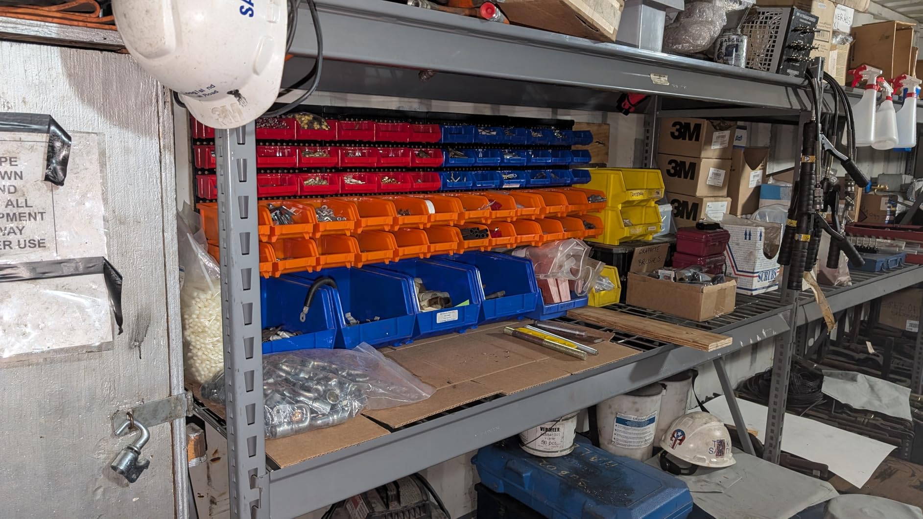 HORUSDY Wall Mounted Storage Bins Parts Rack 30PC Organizer Garage Plastic Shop Tool, Blue, Orange, Red customer photo 1