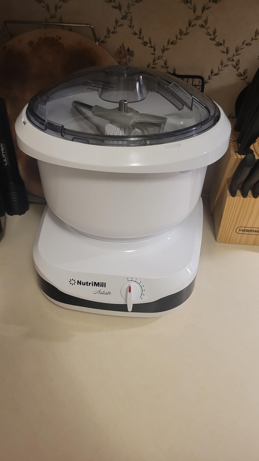 NutriMill Artiste Kitchen Electric Stand Mixer 500 Watt 6.5 Quart Bowl with Dough Hook & Wire Whips (Black Trim) customer photo 1