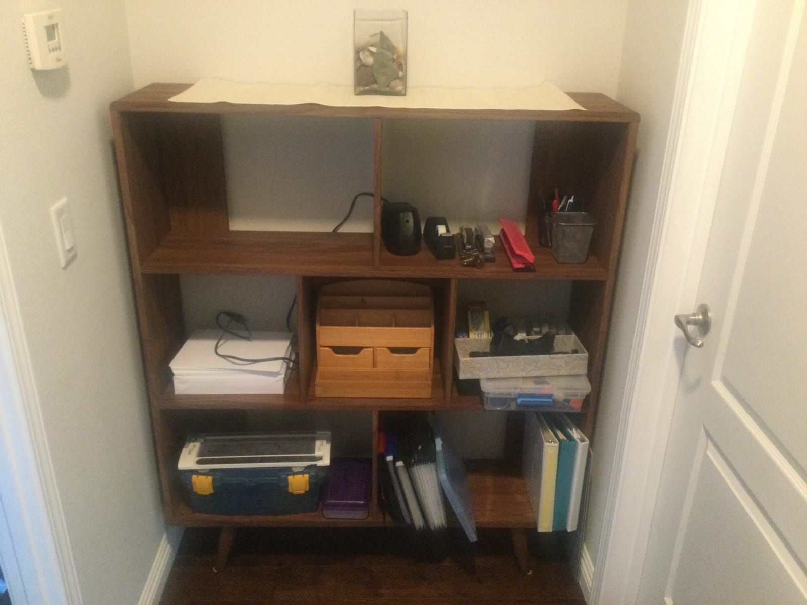 Modway Transmit Mid-Century Offset Cube Wood 7 tier Bookcase in Walnut customer photo 1