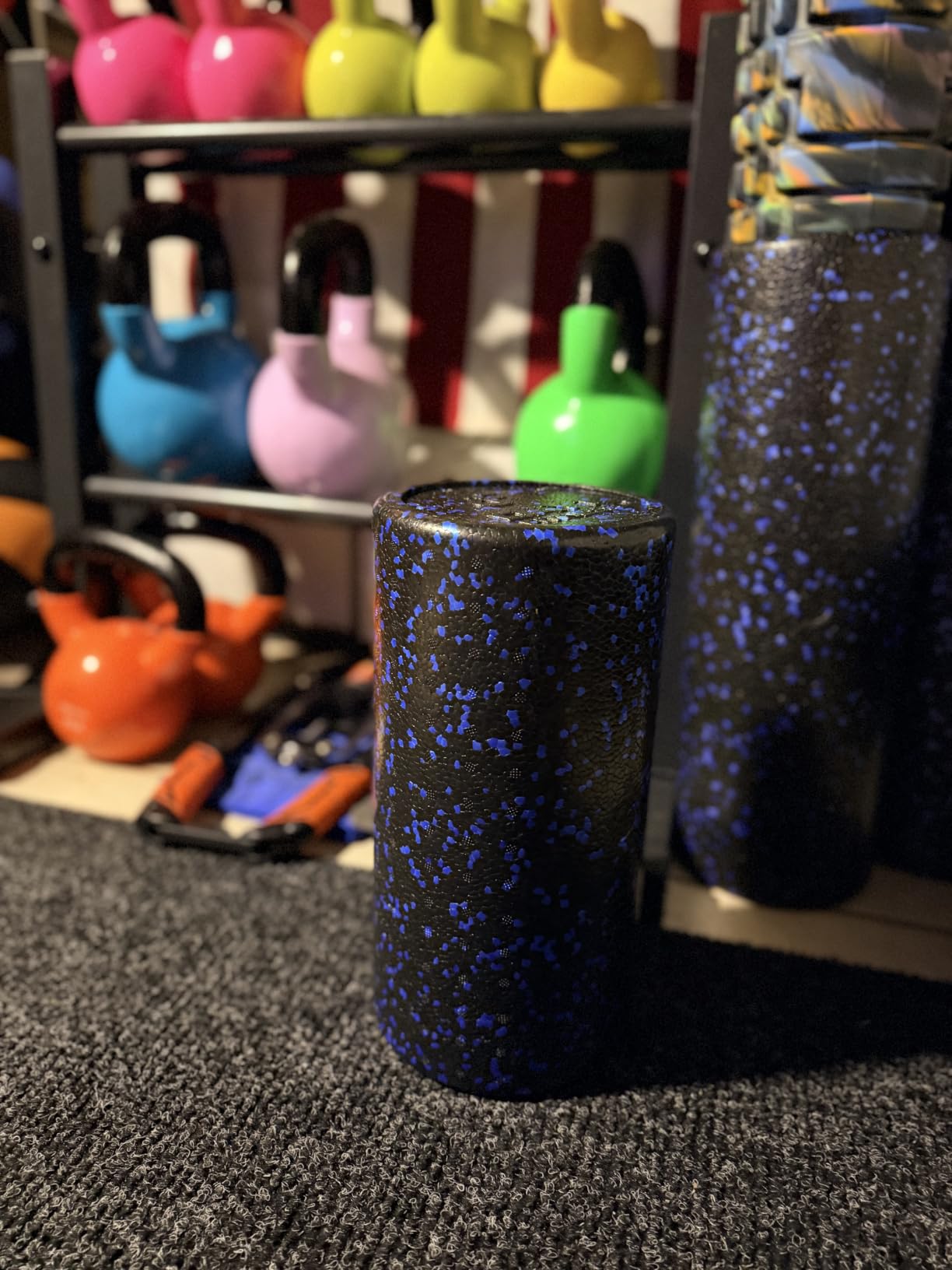 Day 1 Fitness High Density Muscle Foam Rollers - Sports Massage Rollers for Stretching, Physical Therapy, Deep Tissue, Myofascial Release - Ideal for Exercise and Pain Relief - Speckled Blue, 12