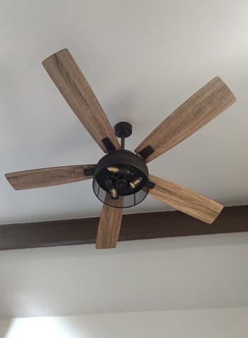 Honeywell Ceiling Fans Carnegie, 52 Inch Industrial LED Ceiling Fan with Light and Remote Control, Dual Mounting Options, Dual Finish Blades, Reversible Motor - 50614-01 - (Matte Black) customer photo 1