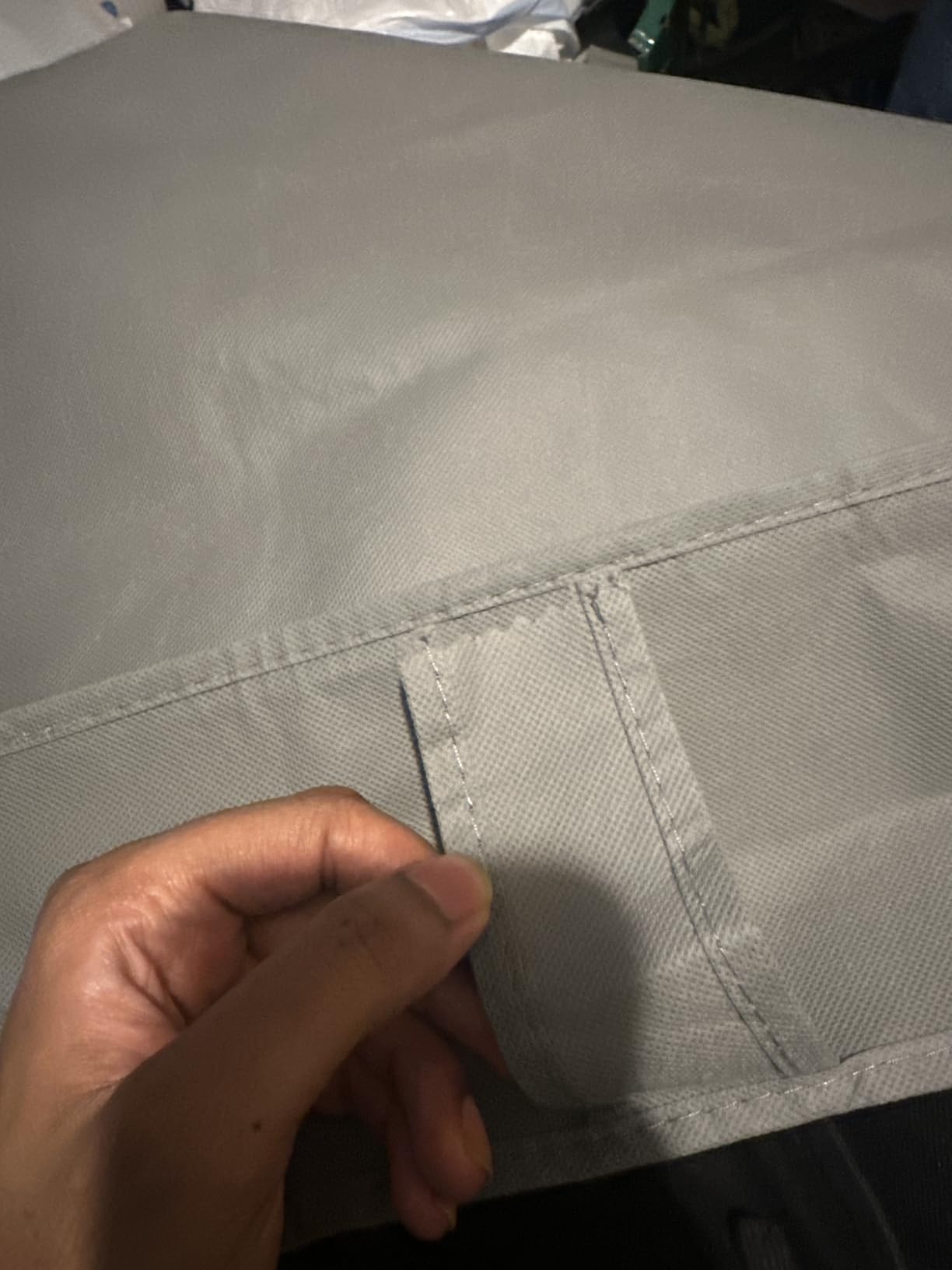 Amazon Basics Under Bed Storage Bags for Clothes and Blankets, Foldable Fabric Zipper Container with Clear Window and Reinforced Handles, Space Saving, 18 x 42 x 6 inches, Gray, 2-Pack customer photo 1