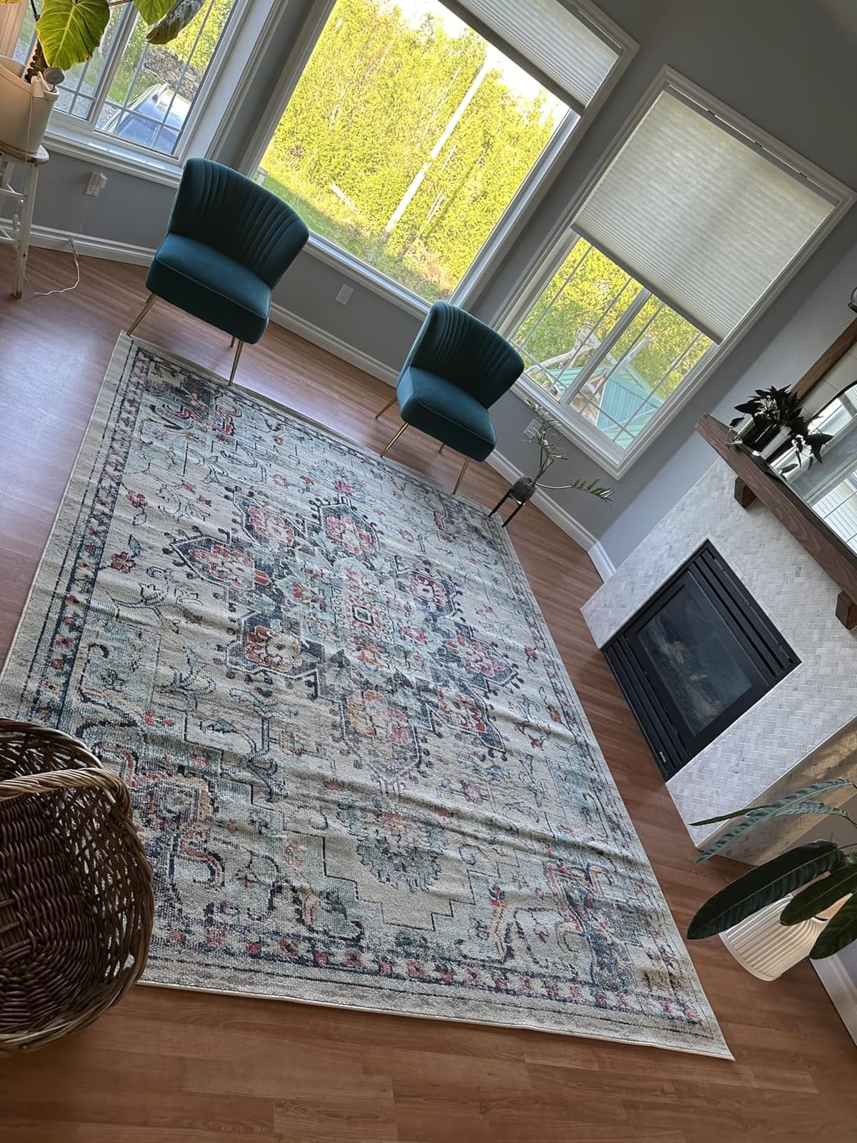 SAFAVIEH Area Rug 9x12 - Madison Collection - Large - Cream & Blue, Boho Chic Distressed Medallion Design, Non-Shedding & Easy to Clean, Ideal for Living Room, Bedroom, Dining Space (MAD473B) customer photo 2