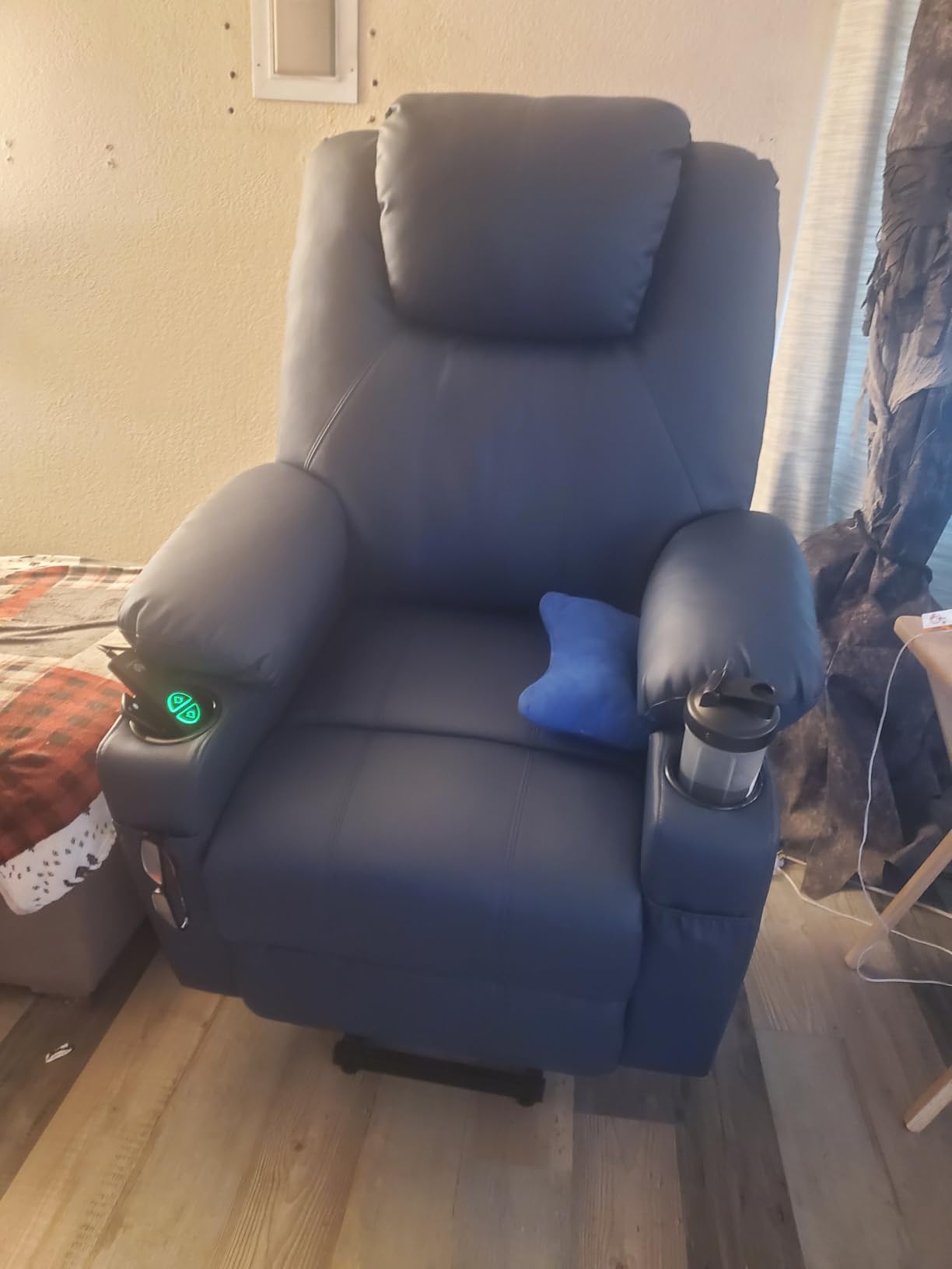 MCombo Power Lift Recliner Chair for Elderly, Heat and Massage 7040 (Medium) | FSC Certified, USB & Type C Charging Port, Cup Holders, Side Pockets, Dark Brown Faux Leather customer photo 1