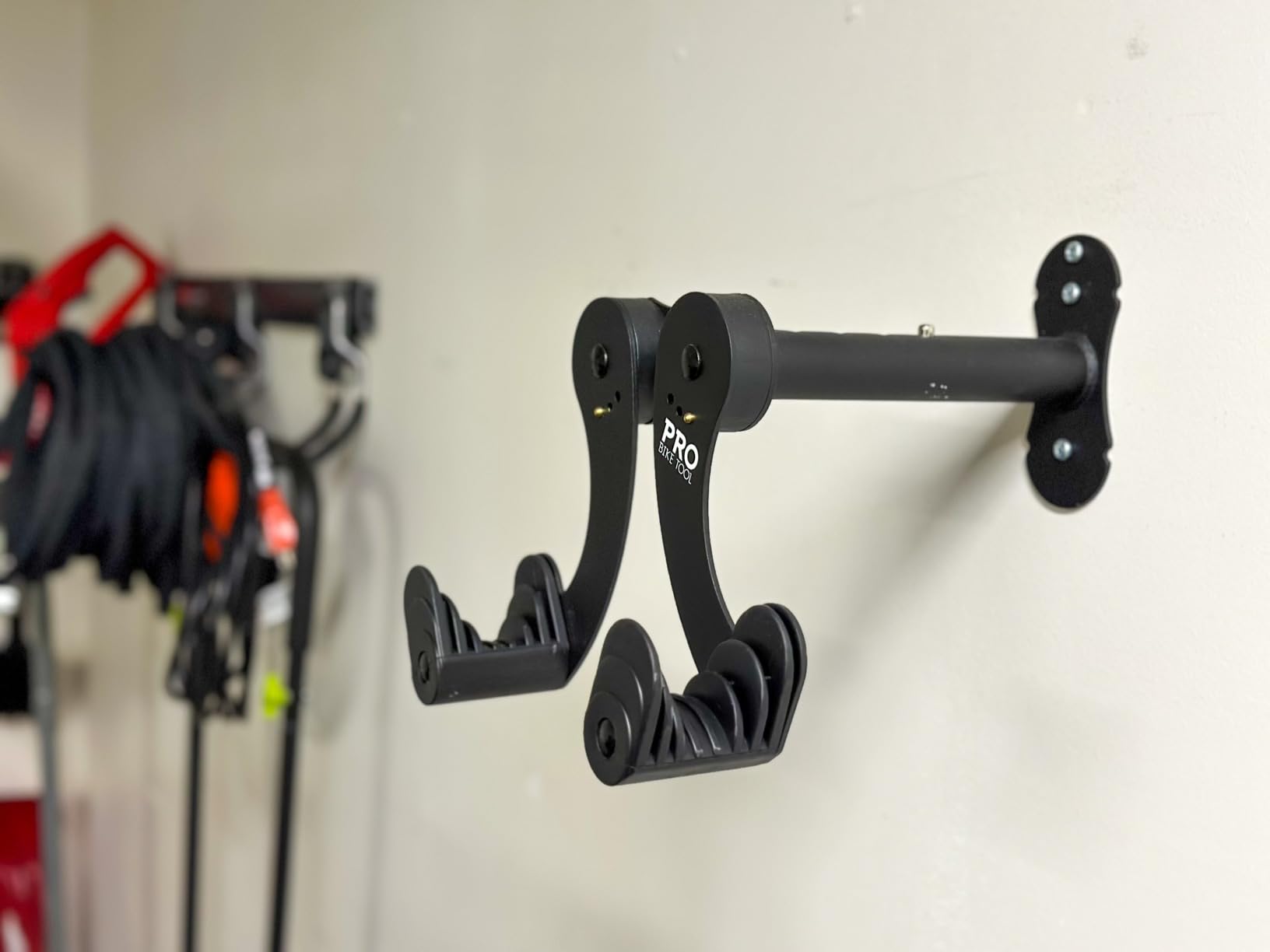 PRO BIKE TOOL Bike Rack for Garage Wall Mount - Horizontal Bike Storage | Fits Road, Mountain & Hybrid Bikes, Adjustable Arms, Rubber Cradles, Space-Saving Design customer photo 2