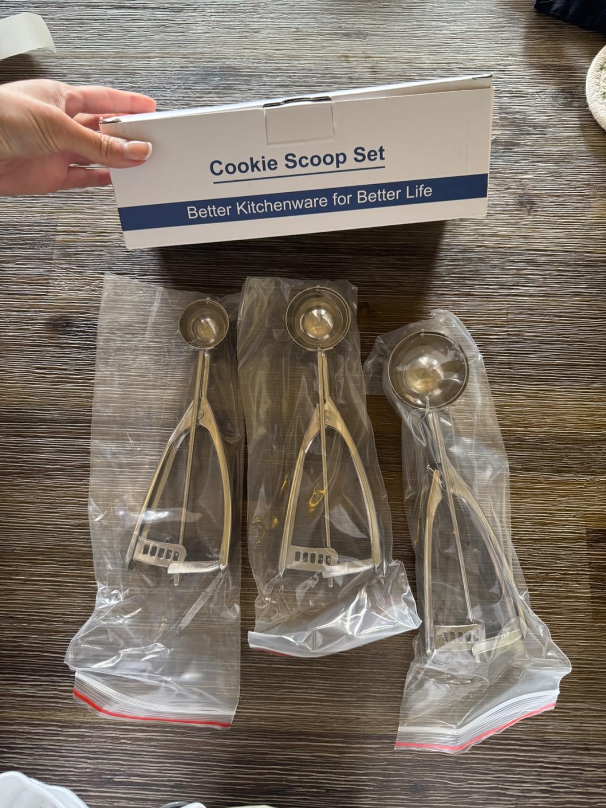 Fayomir Cookie Scoop Set - Small/1 Tbsp, Medium/2 Tbsp, Large/3 Tbsp - Cookie Dough Scoop, Cookie Scoops for Baking Set of 3, Heavy-Duty 18/8 Stainless Steel Melon Baller Scoop Ice Cream Scoop customer photo 2