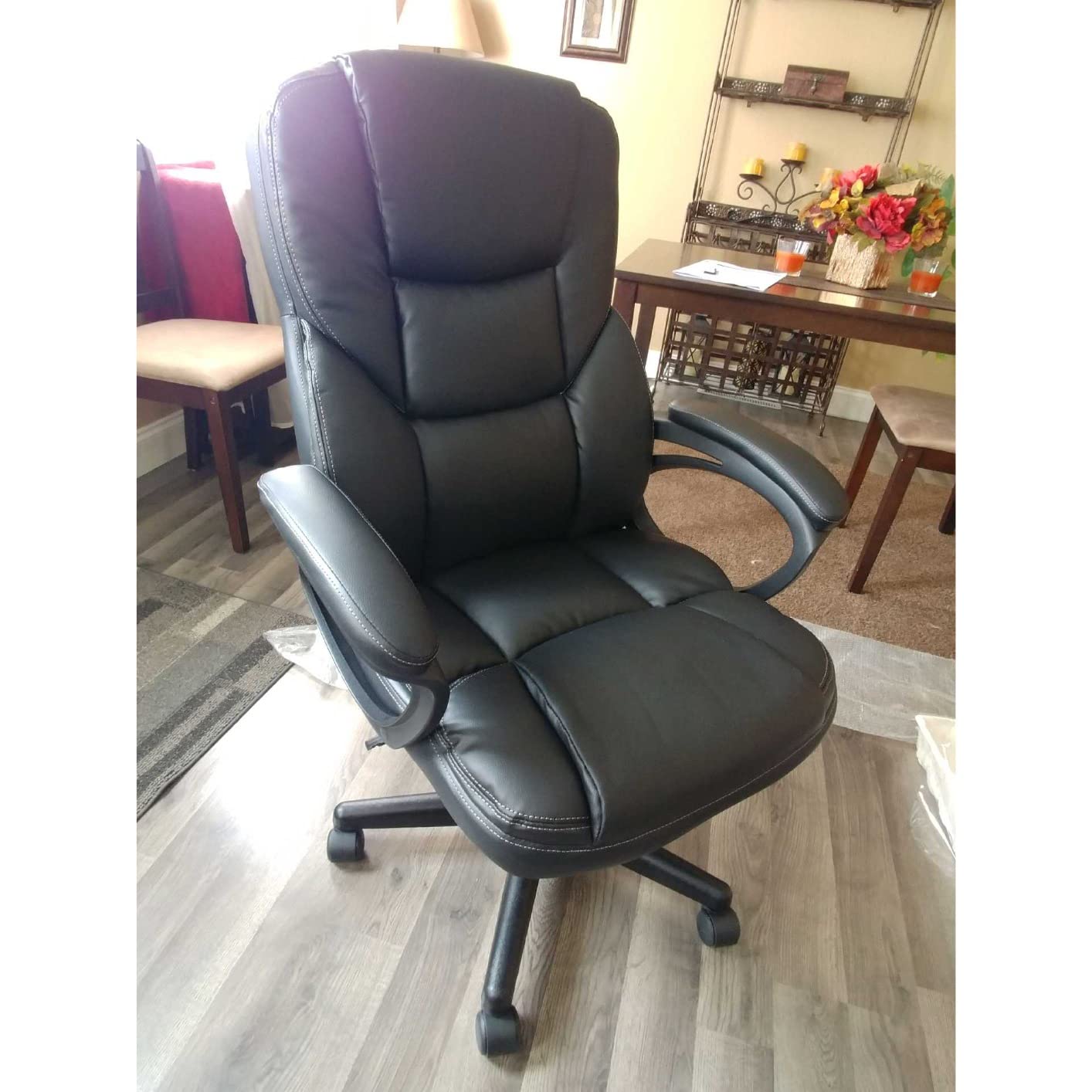 Furmax Office Executive Chair High Back Adjustable Managerial Home Desk Chair, Swivel Computer PU Leather Chair with Lumbar Support (1, Black) customer photo 1