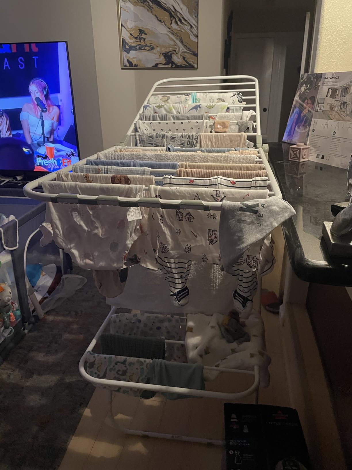 SONGMICS Clothes Drying Rack, Foldable 2-Level Stee Laundry Drying Rack customer photo 1