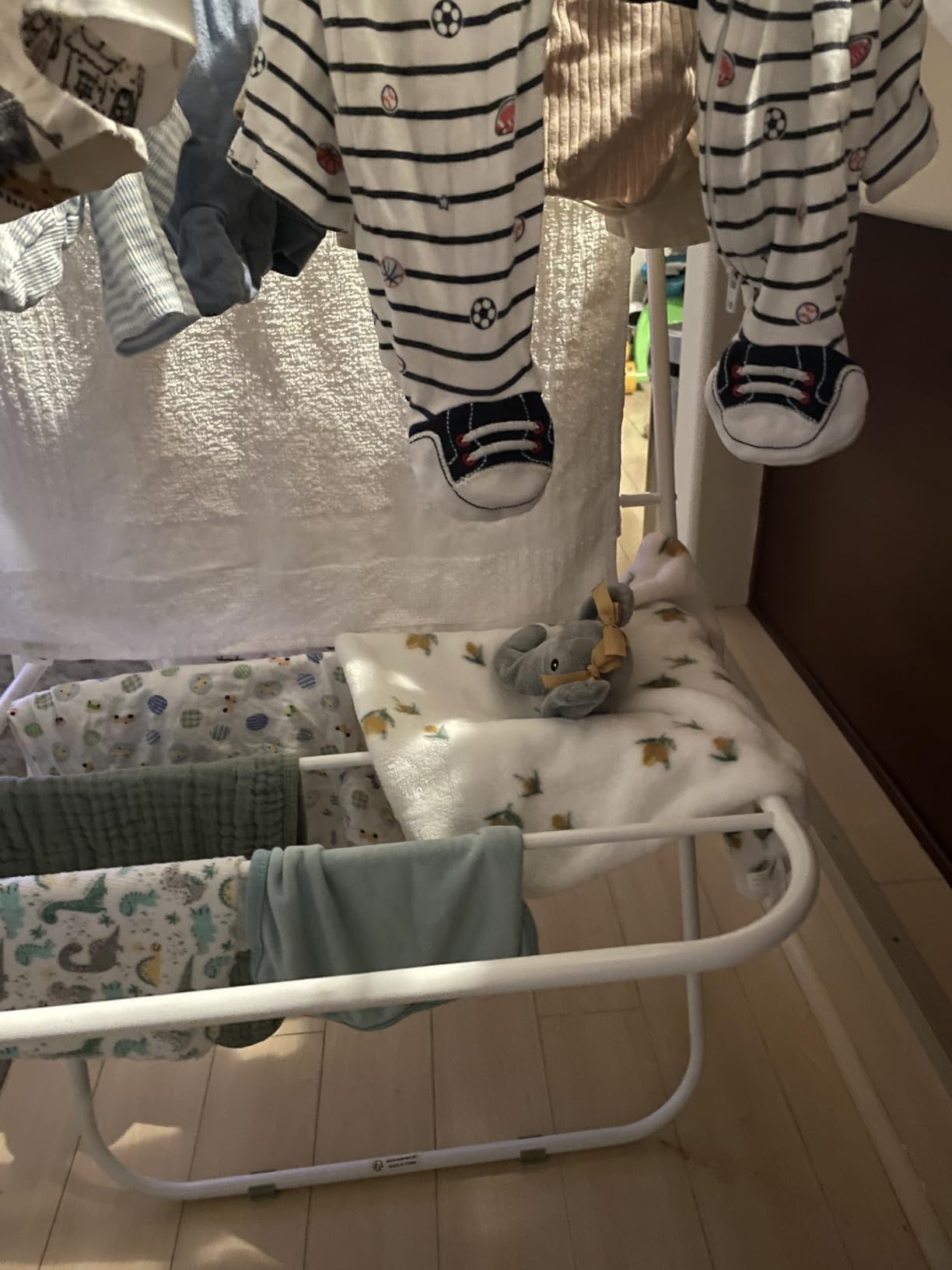 SONGMICS Clothes Drying Rack, Foldable 2-Level Stee Laundry Drying Rack customer photo 2
