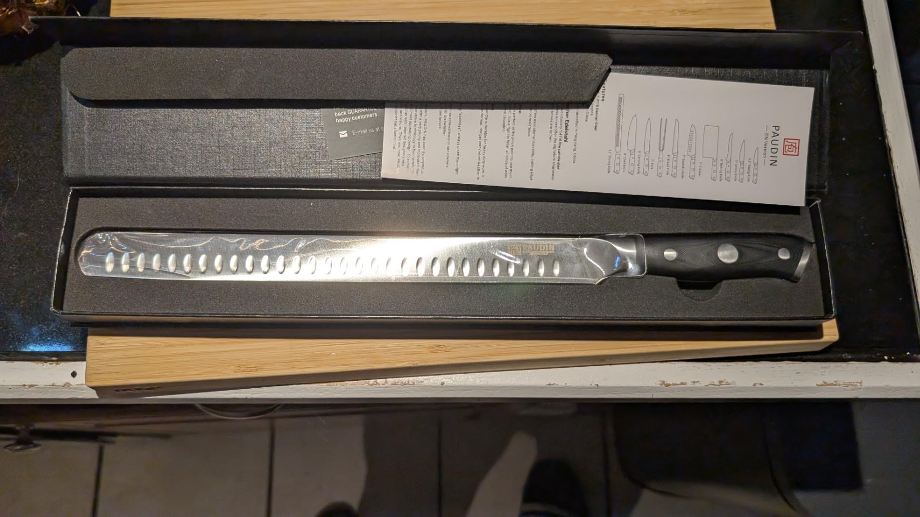 PAUDIN Brisket Knife, 12 Inch Dishwasher Safe Carving Slicing Knife for Meat, Razor Sharp German 1.4116 Steel Smoked Meat Cutter with Non-Slip Ergonomic G10 Handle & Gift Box, Perfect Gifts for Men customer photo 2