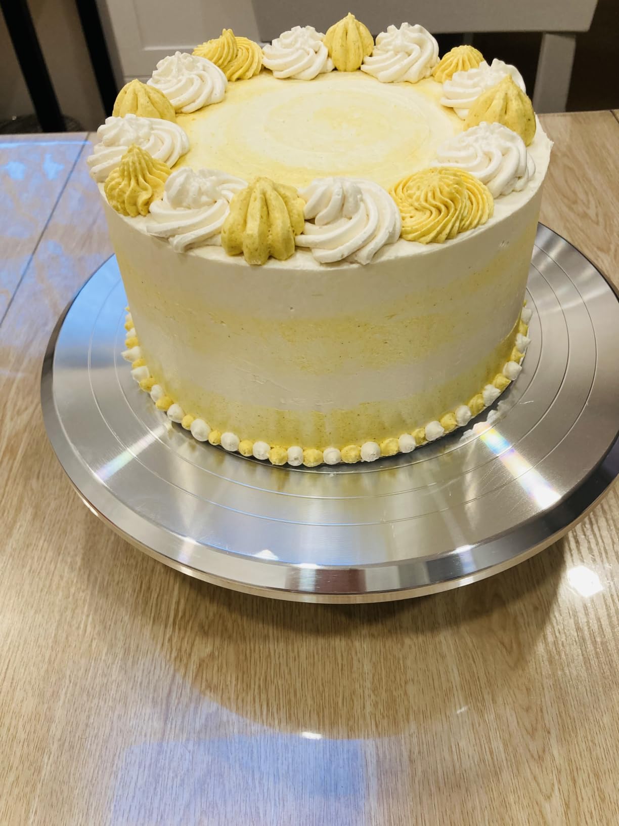 Kootek Aluminium Alloy Revolving Cake Stand 12 Inch Rotating Cake Turntable for Cake, Cupcake Decorating Supplies customer photo 1