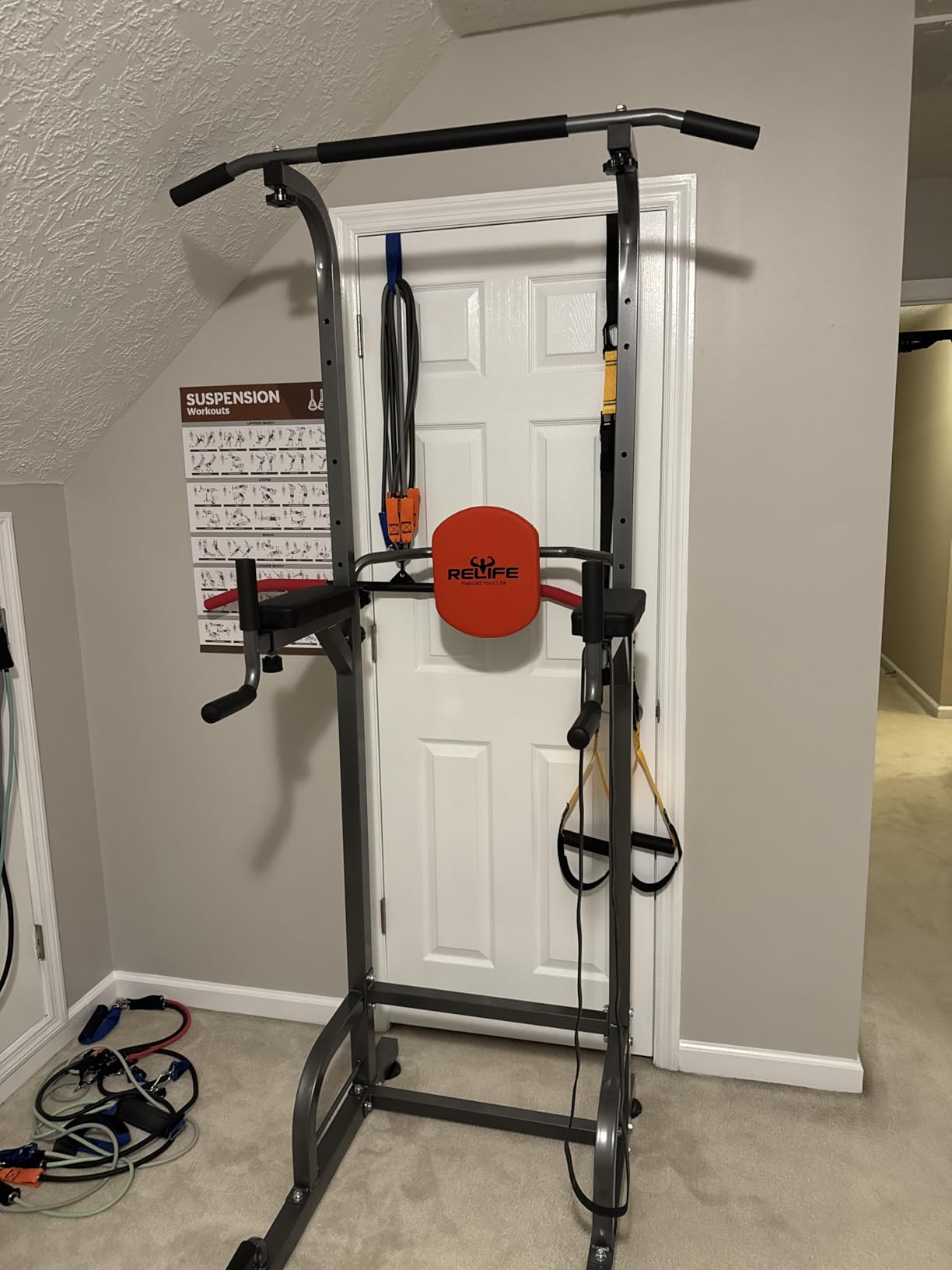 RELIFE REBUILD YOUR LIFE Pull Up Bar Free Standing Power Tower for Home Gym | Dip Station Pull Up Station, Multi-Function Home Fitness Equipment for Pull-Ups, Dips, Push-Ups, Full Body Strength Training customer photo 1