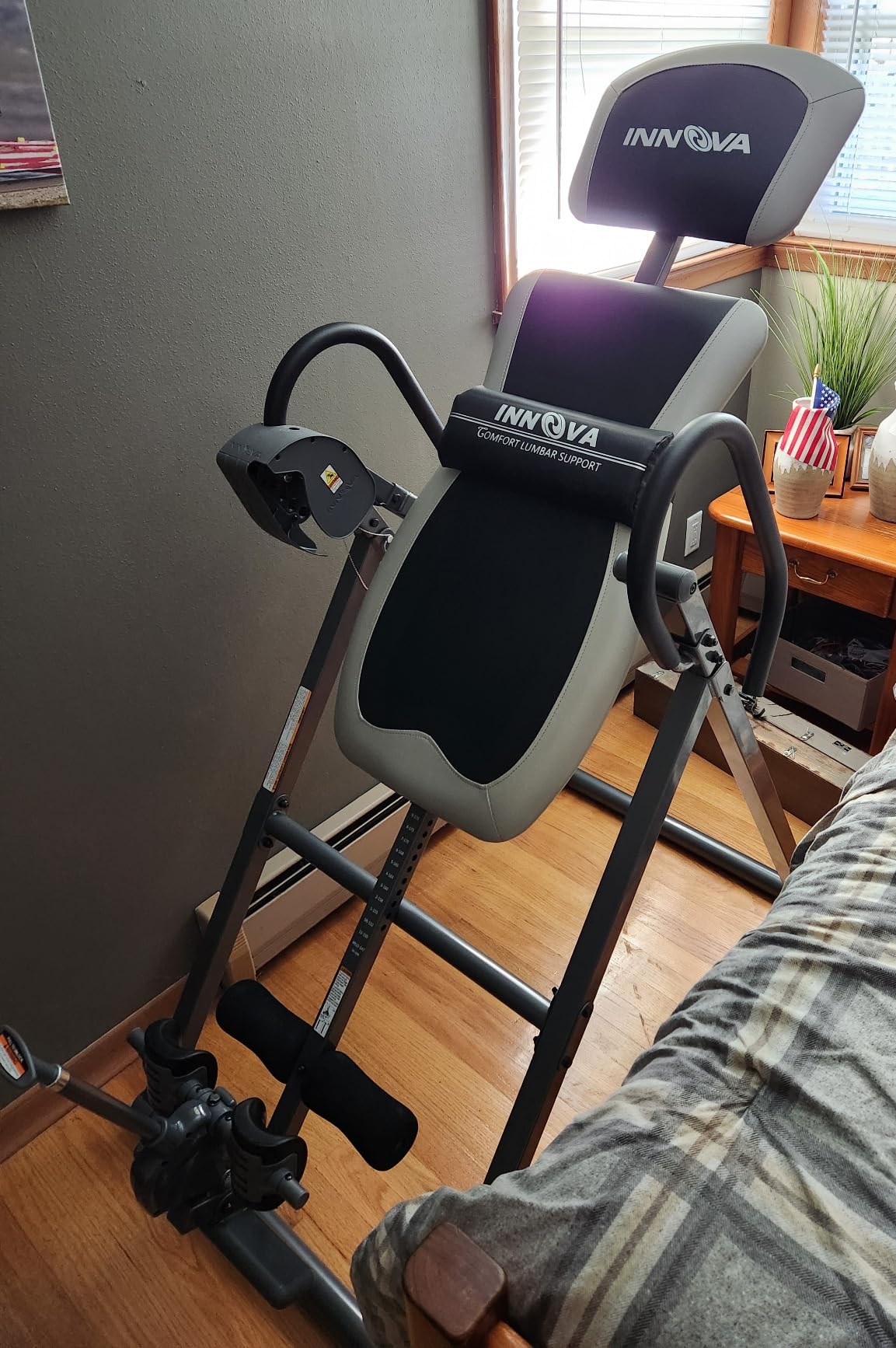 Innova Health and Fitness Inversion Table with Adjustable Headrest, Reversible Ankle Holders, and 300 lb Weight Capacity customer photo 1