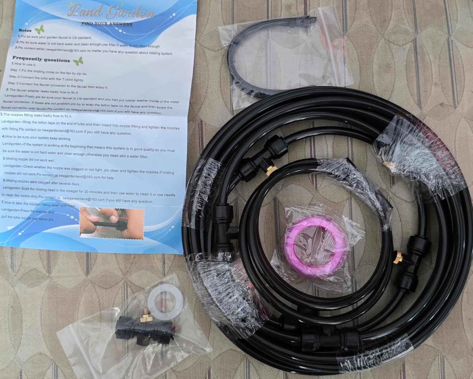 LANDGARDEN Outdoor Misting Cooling System, 49FT Misting Line, 15 Brass Mist Nozzles for Patio Garden Greenhouse customer photo 1