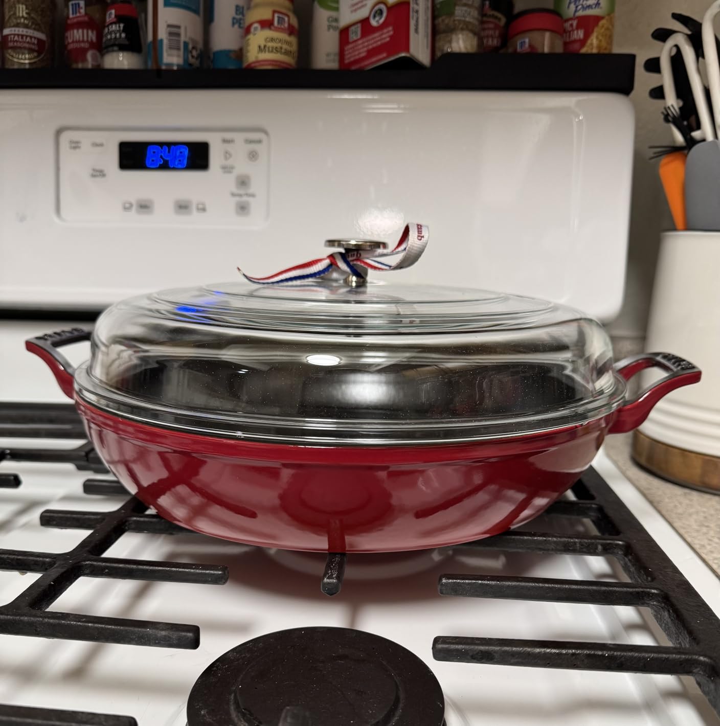 STAUB Cast Iron Braiser with Glass Lid, Dutch Oven, 3.5-quart, serves 3-4, Made in France, White customer photo 1
