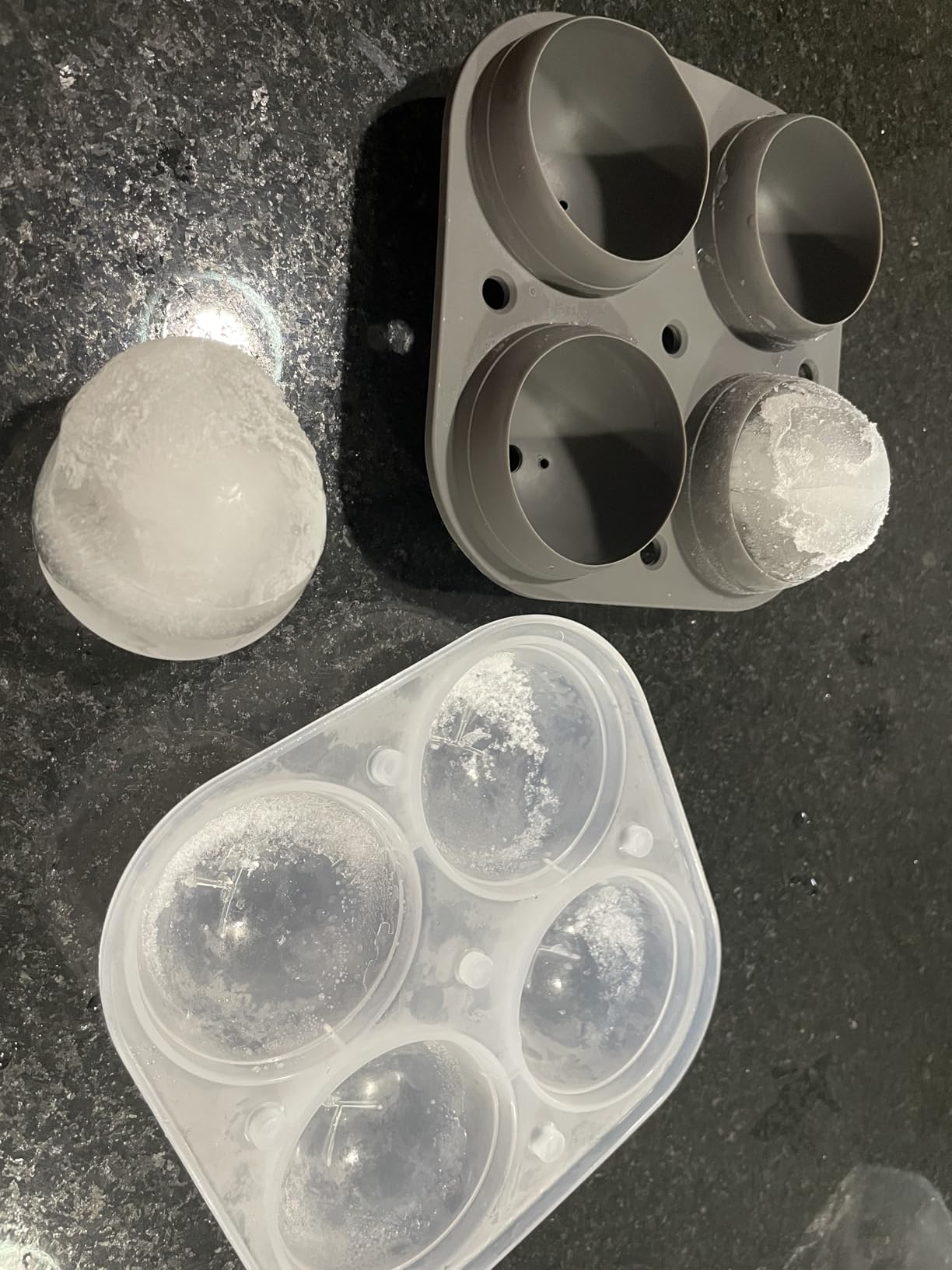 Samuelworld Large Silicone Premium Ice Trays, 2-Pack Combo, 2 Inches Big Cubes & 2.5 Inches Sphere Ice Molds - BPA Free, Craft Ice Maker for Gifting, Whiskey, Cocktails, Easy Release - Gray customer photo 2