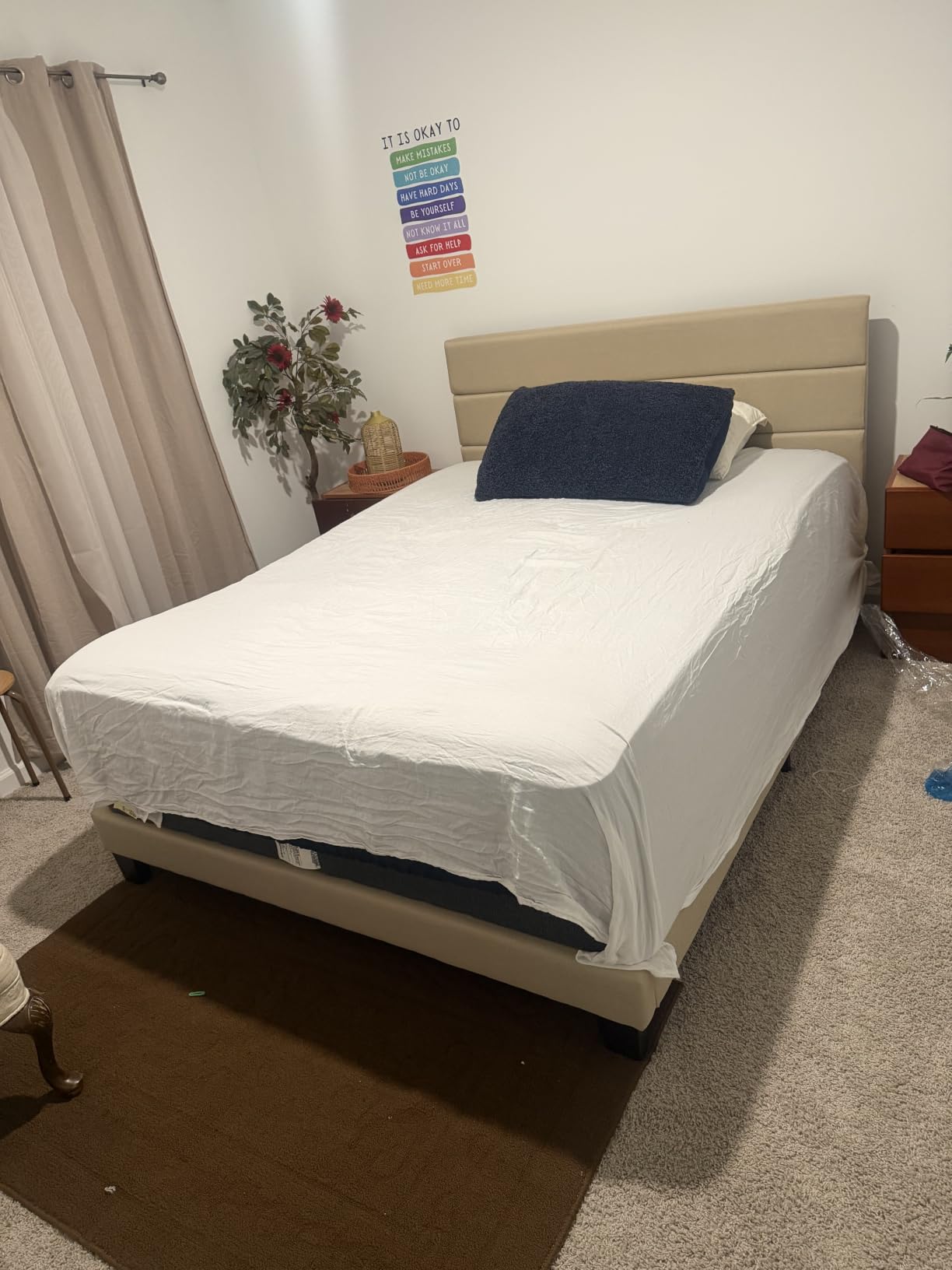 Allewie Queen Size Platform Bed Frame with Fabric Upholstered Headboard customer photo 1