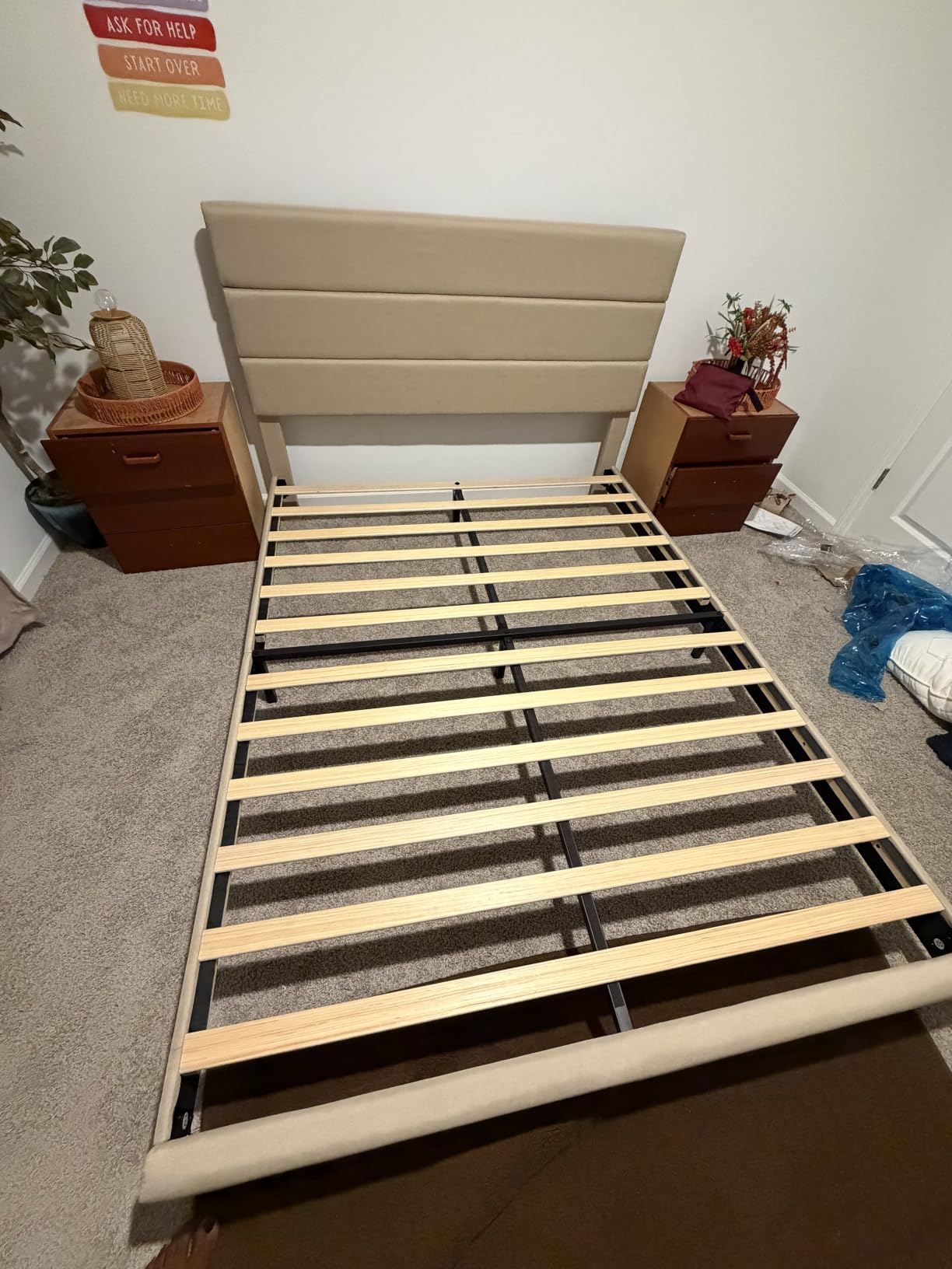 Allewie Queen Size Platform Bed Frame with Fabric Upholstered Headboard customer photo 2