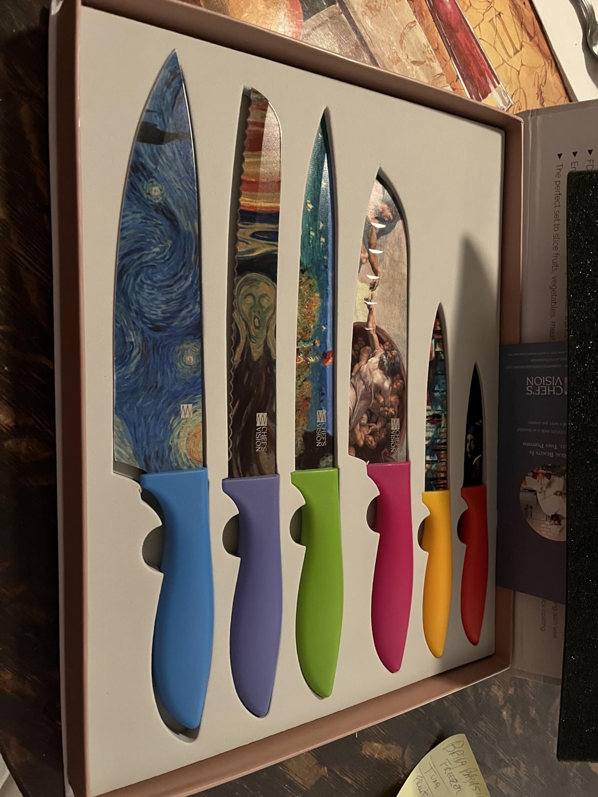 CHEF'S VISION Masterpiece Knife Set, 6-Piece Stainless Steel Kitchen Knives | Colorful Knife Set with Artistic Designs-A Beautiful, Unique Kitchen Gift for Artists, Art Lovers, Women, Cooks and Bakers customer photo 2