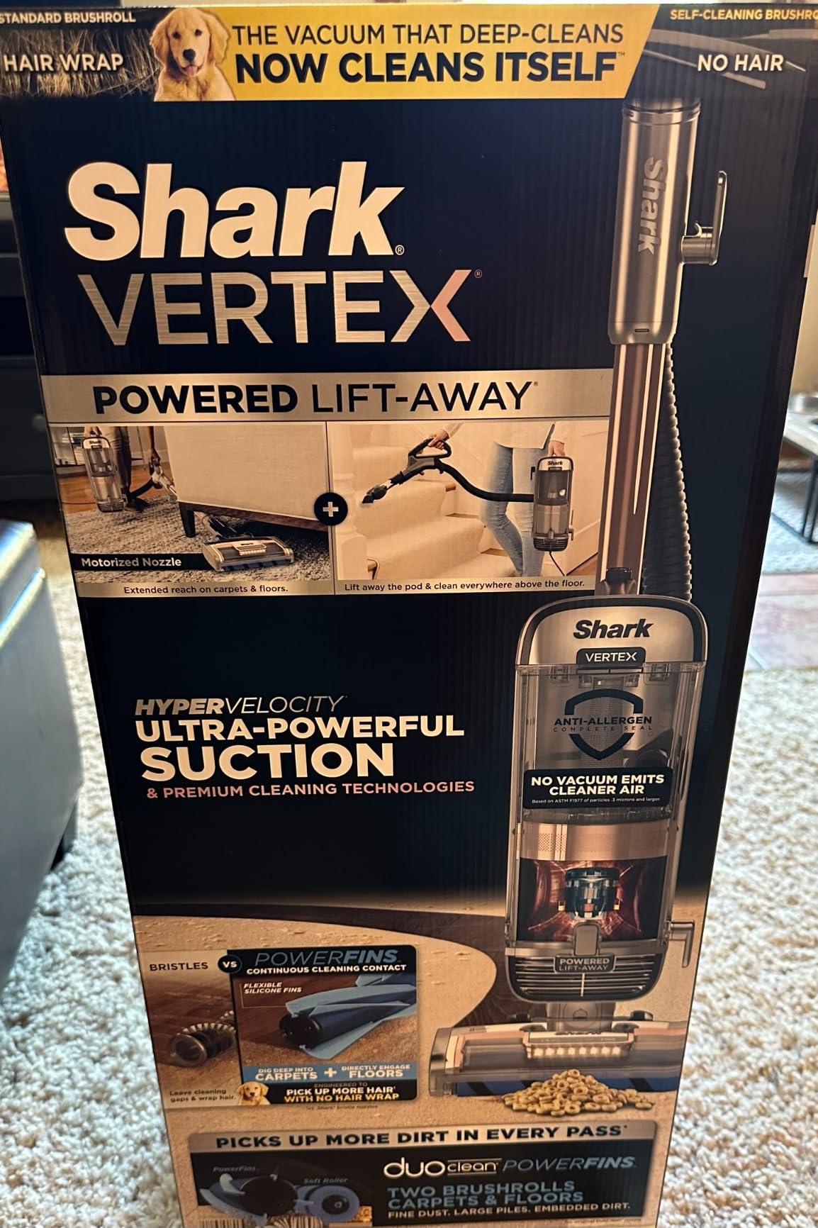 Shark AZ2002 Vertex Powered Lift-Away Upright Vacuum with DuoClean PowerFins, Self-Cleaning Brushroll, Large Dust Cup, Pet Crevice Tool, Dusting Brush & Power Brush, Silver/Rose Gold customer photo 1