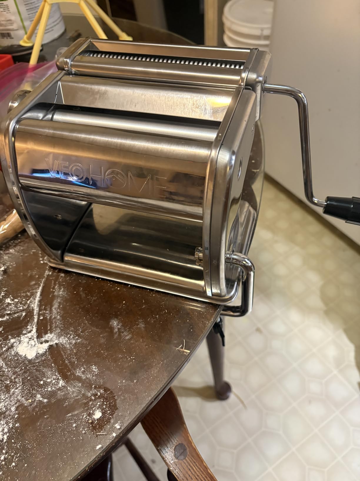 Manual Pasta Maker with Dryer - Multi-Pasta Stainless Steel Italian Flat Dough Machine with Adjustable Setting, Sharp Cutter, and Hand Crank - Fresh Homemade Noodles, Spaghetti, Lasagne | By VeoHome customer photo 1