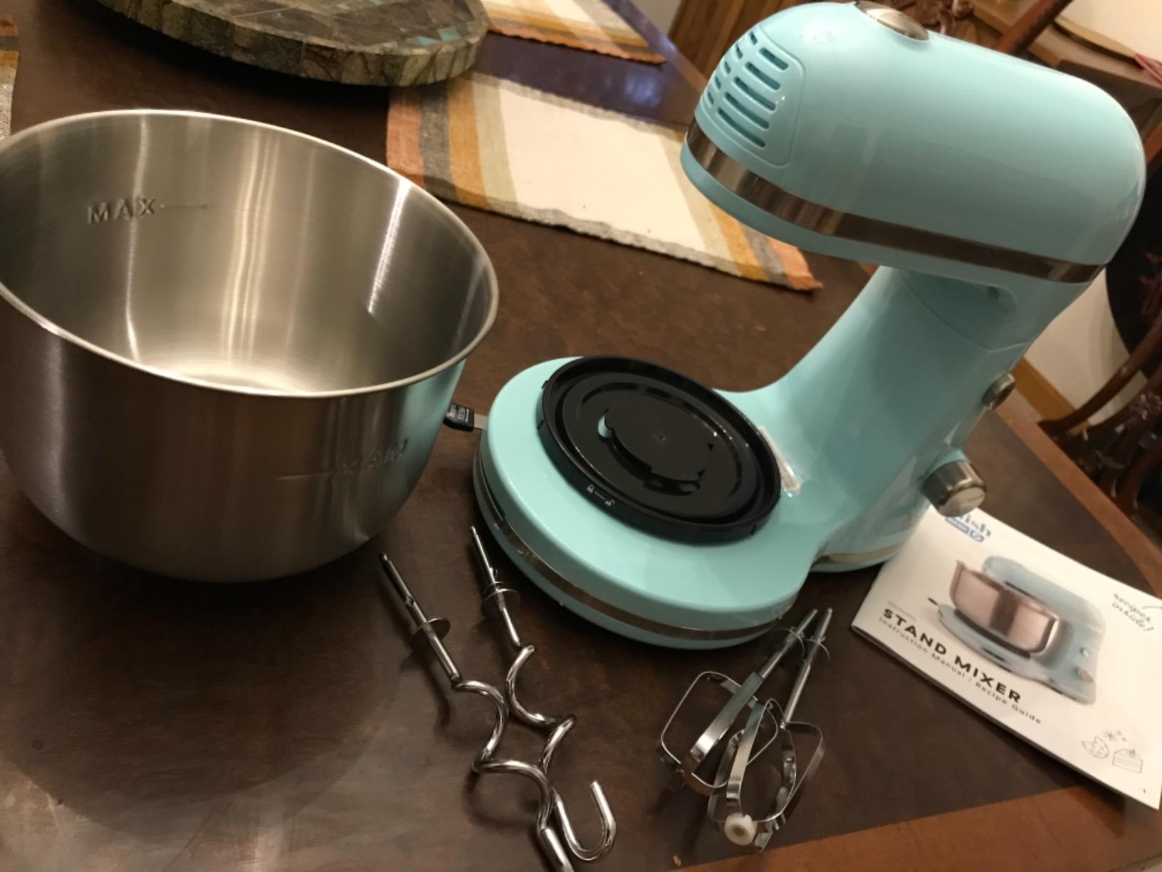 Delish by Dash Stand Mixer - Compact Mixer for Everyday Baking - 5-Speed Power with Removable Mixing Bowl - Dough Hooks Included - Aqua, 3.5-Quart customer photo 2
