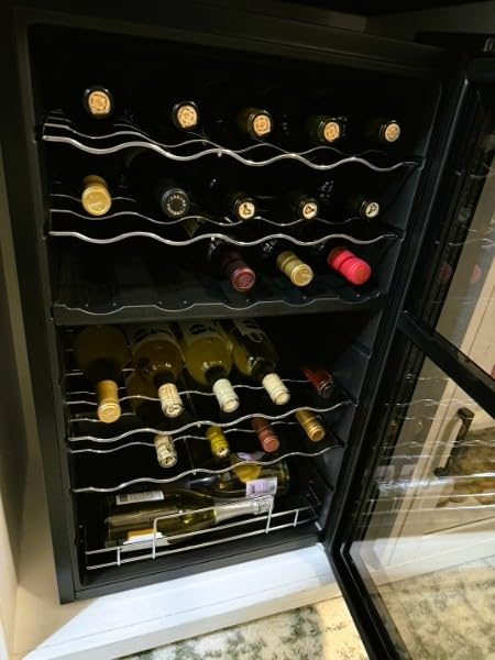 Wine Enthusiast 32-Bottle Dual Zone MAX Compressor Wine Cooler - Freestanding Mini Fridge with Digital Touchscreen, LED Display, Split Storage for Red & White Wines, Matte Black Refrigerator Home Bar customer photo 1