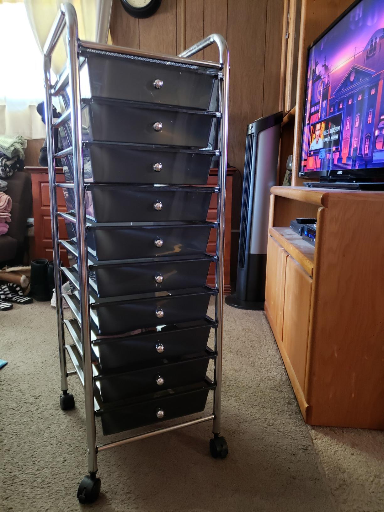 Seville Classics Rolling Utility Organizer Storage Cart, for Home Office, School, Classroom, Scrapbook, Hobby, Craft, 15 Drawer, Black customer photo 1