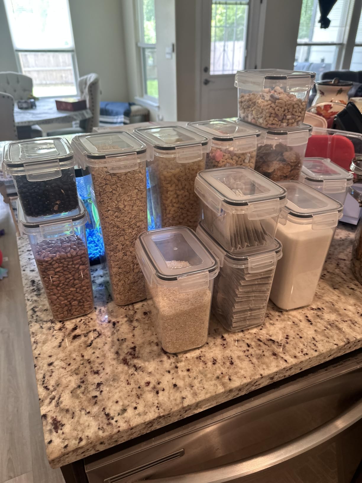 Airtight Food Storage Containers with Lids, Vtopmart 24 pcs Plastic Kitchen and Pantry Organization Canisters for Cereal, Dry Food, Flour and Sugar, BPA Free, Includes 24 Labels，Black customer photo 1