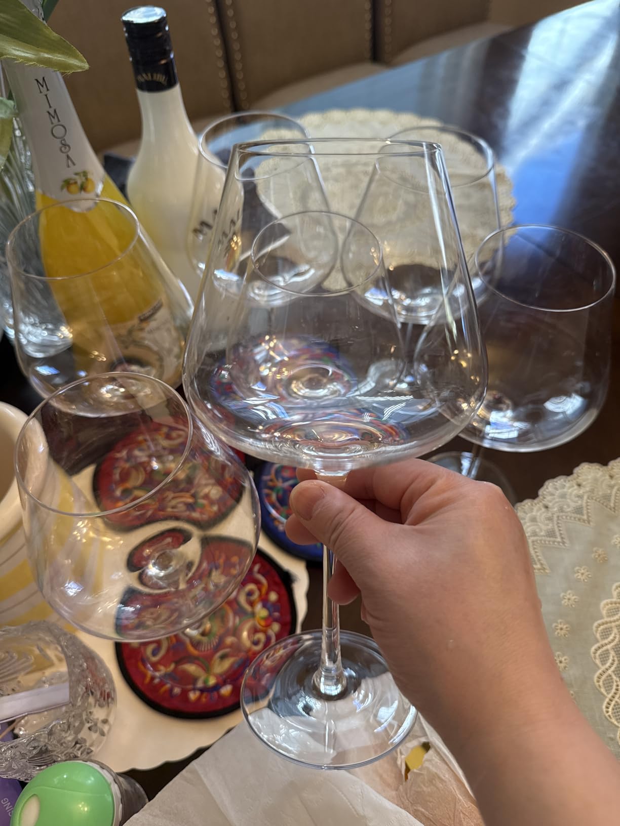 BACLIFE Hand Blown Red Wine Glasses Set of 4 - 23 oz Burgundy Wine Glasses With Long Stem - Large Premium Crystal Wine Glass - Unique Gift for Wedding, Anniversary, Father's Day - Clear customer photo 2