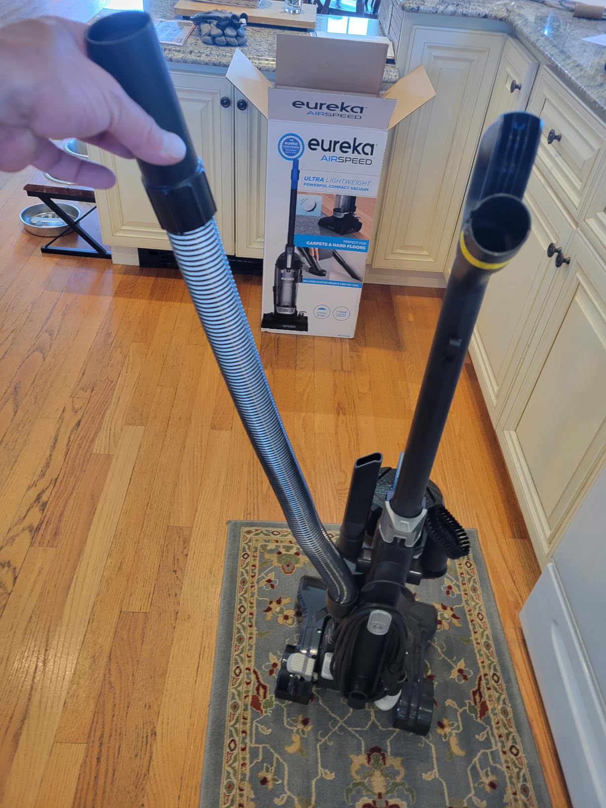 Eureka Vacuum Cleaners for Home, Airspeed Ultra-Lightweight, NEU10AE5 | Senior-Friendly 7.7 lb Pet Hair Upright Vacuum, Carpet & Hard Floor, Brush, Crevice Tool, Washable Filter, Blue customer photo 1