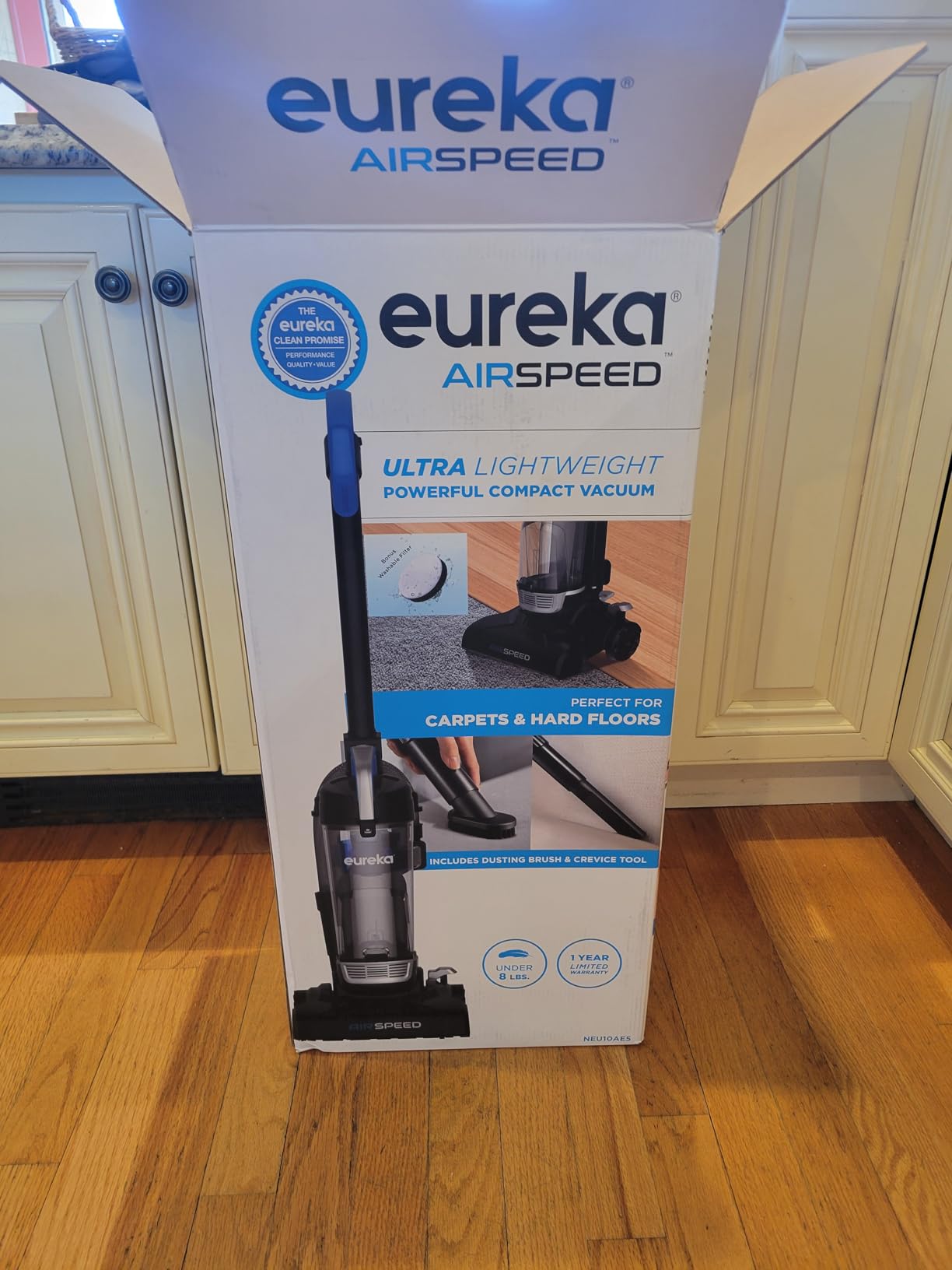 Eureka Vacuum Cleaners for Home, Airspeed Ultra-Lightweight, NEU10AE5 | Senior-Friendly 7.7 lb Pet Hair Upright Vacuum, Carpet & Hard Floor, Brush, Crevice Tool, Washable Filter, Blue customer photo 2