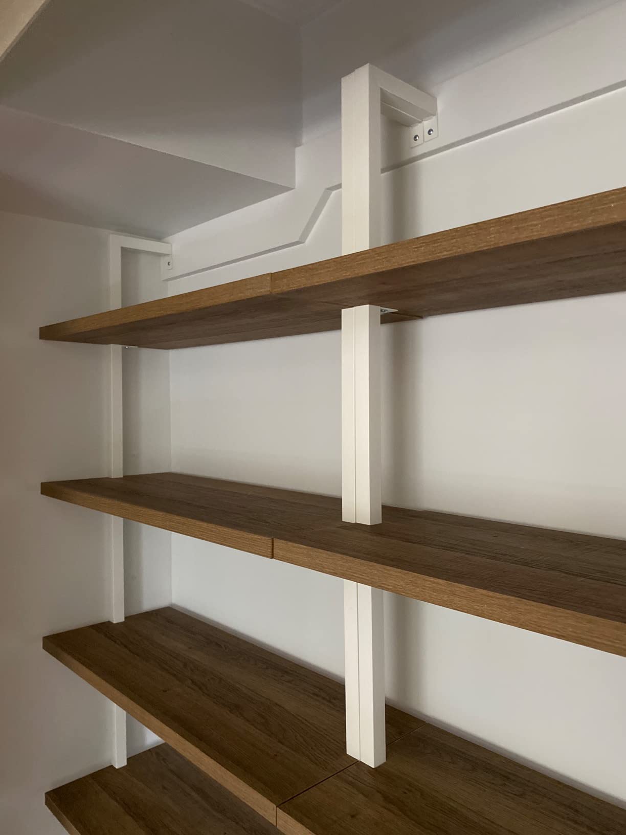 Nathan James Theo 6-Shelf Tall Modern Bookshelf, Wall Mount Ladder Shelf Bookcase with Wood and Industrial Metal Frame, Matte White customer photo 1