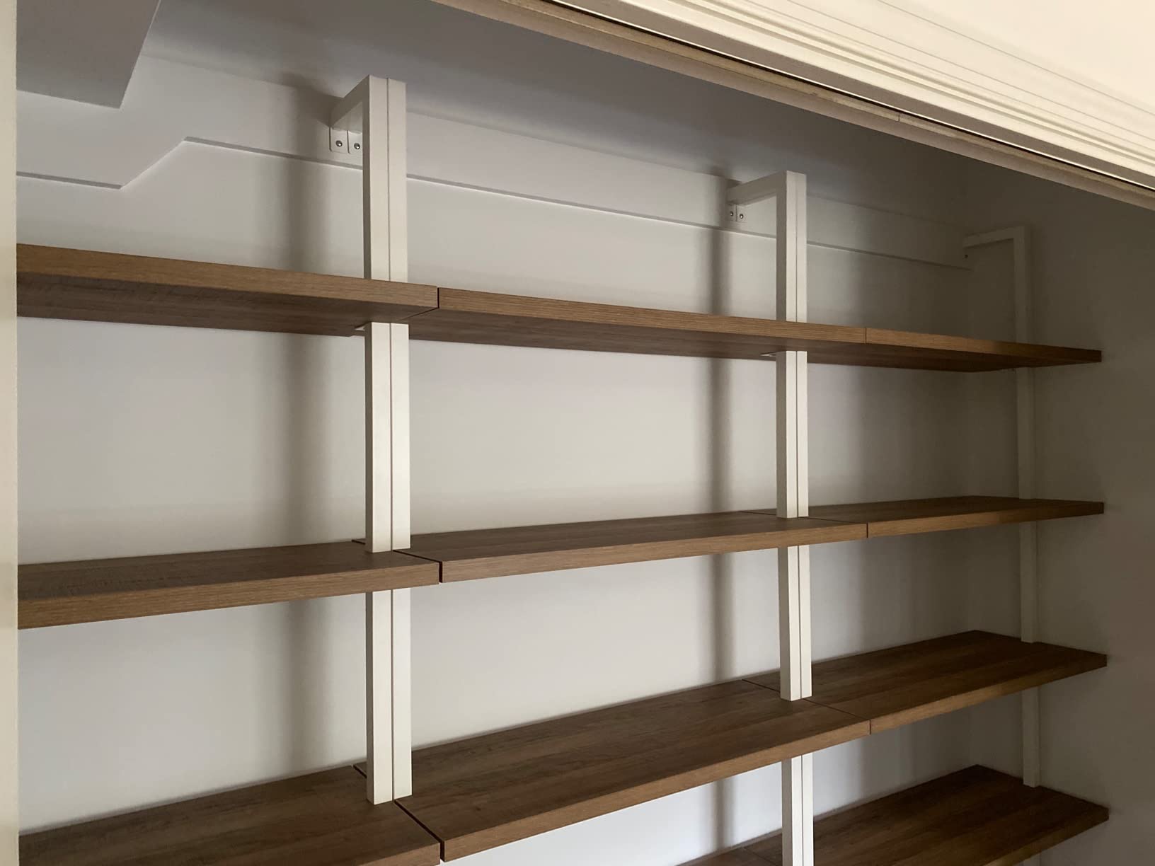 Nathan James Theo 6-Shelf Tall Modern Bookshelf, Wall Mount Ladder Shelf Bookcase with Wood and Industrial Metal Frame, Matte White customer photo 2