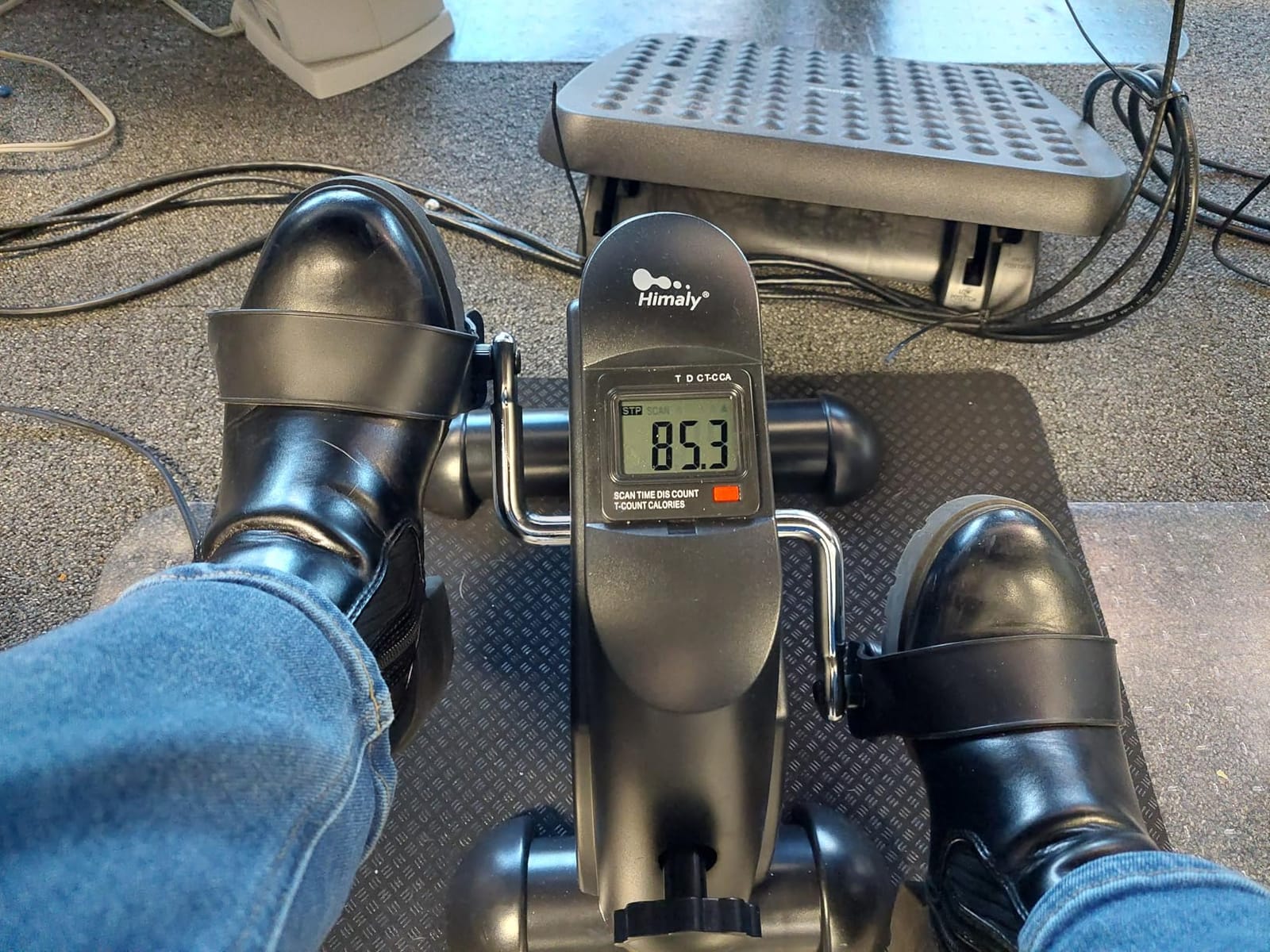 Mini Exercise Bike, himaly Under Desk Bike Pedal Exerciser Portable Foot Cycle Arm & Leg Peddler Machine with LCD Screen Displays customer photo 2