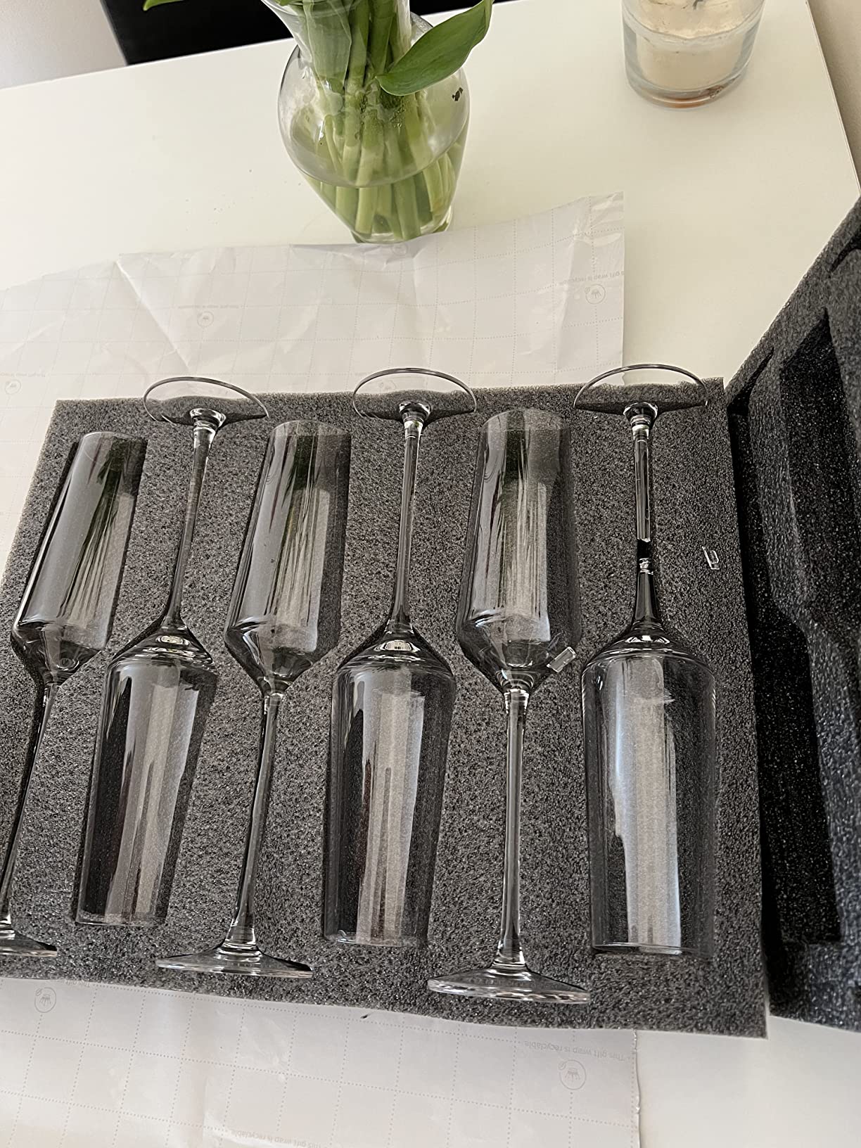 Chouggo Champagne Flutes Set of 6 Hand Blown Crystal Champagne Glasses 8oz customer photo 1