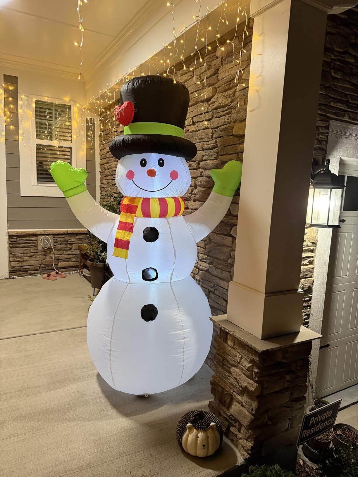 FunFanso 7 FT Christmas Inflatables Snowman Outdoor Decorations, Giant Blow up Snow Man Yard Decor Built-in Bright LED Light Wear Magic Hat, Weatherproof Holiday for Garden Patio Lawn Party Xmas Gifts customer photo 2