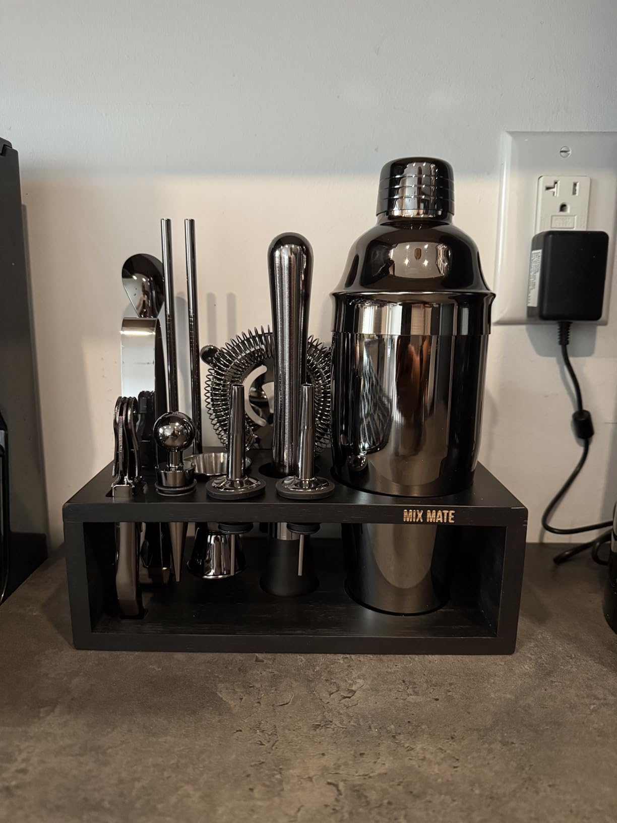 Mixology Bartender Kit with Stand - 15 Piece Bar Tool Set, Silver Bar Set Cocktail Shaker Set for Drink Mixing - Includes Martini Shaker, Jigger, Strainer, Bar Mixer Spoon, Tongs, Opener | Gift Idea customer photo 1