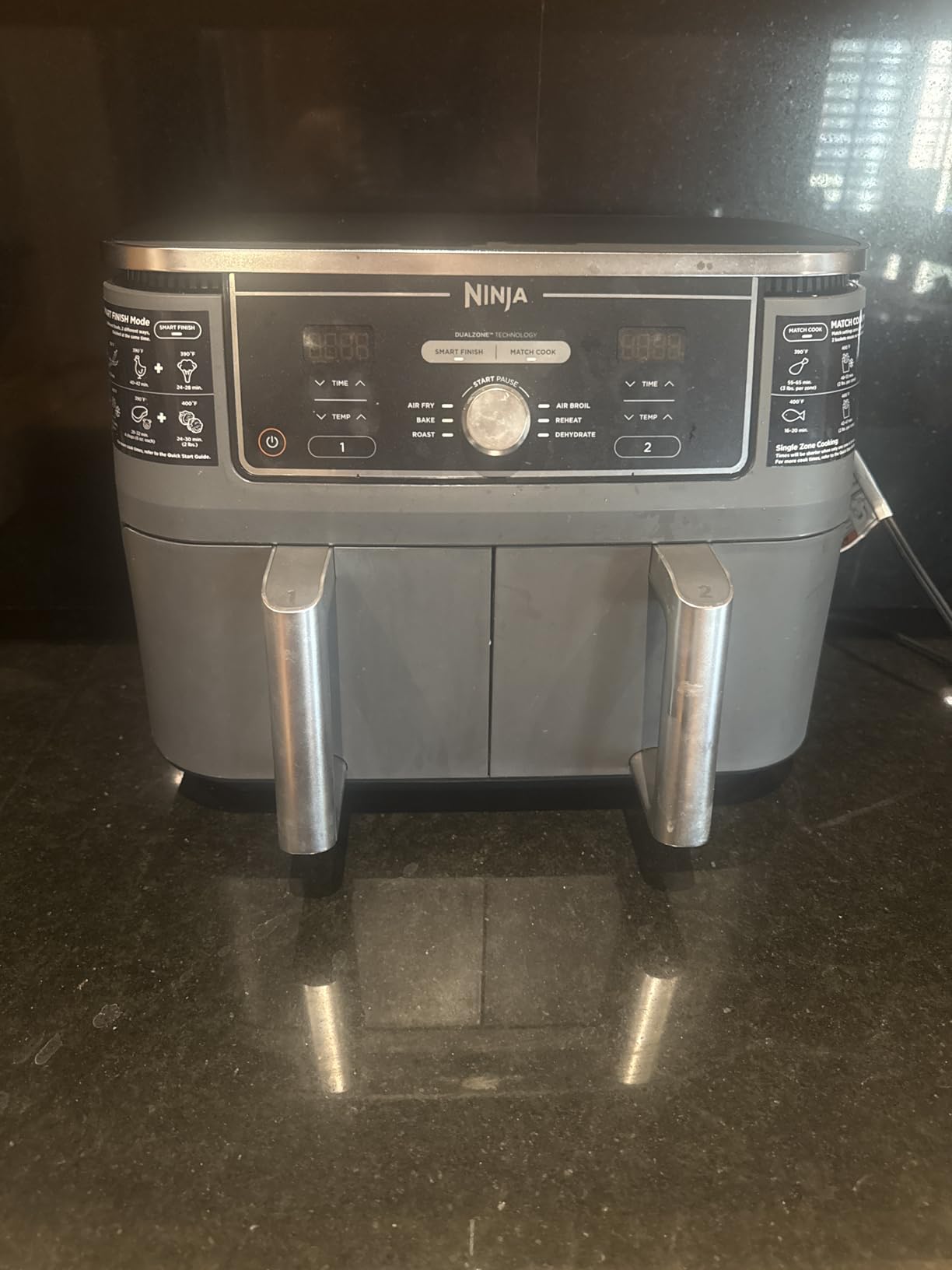 Ninja DZ401 Foodi 10 Quart 6-in-1 DualZone XL 2-Basket Air Fryer with 2 Independent Frying Baskets, Match Cook & Smart Finish to Roast, Broil, Dehydrate for Quick, Easy Family-Sized Meals, Grey customer photo 1