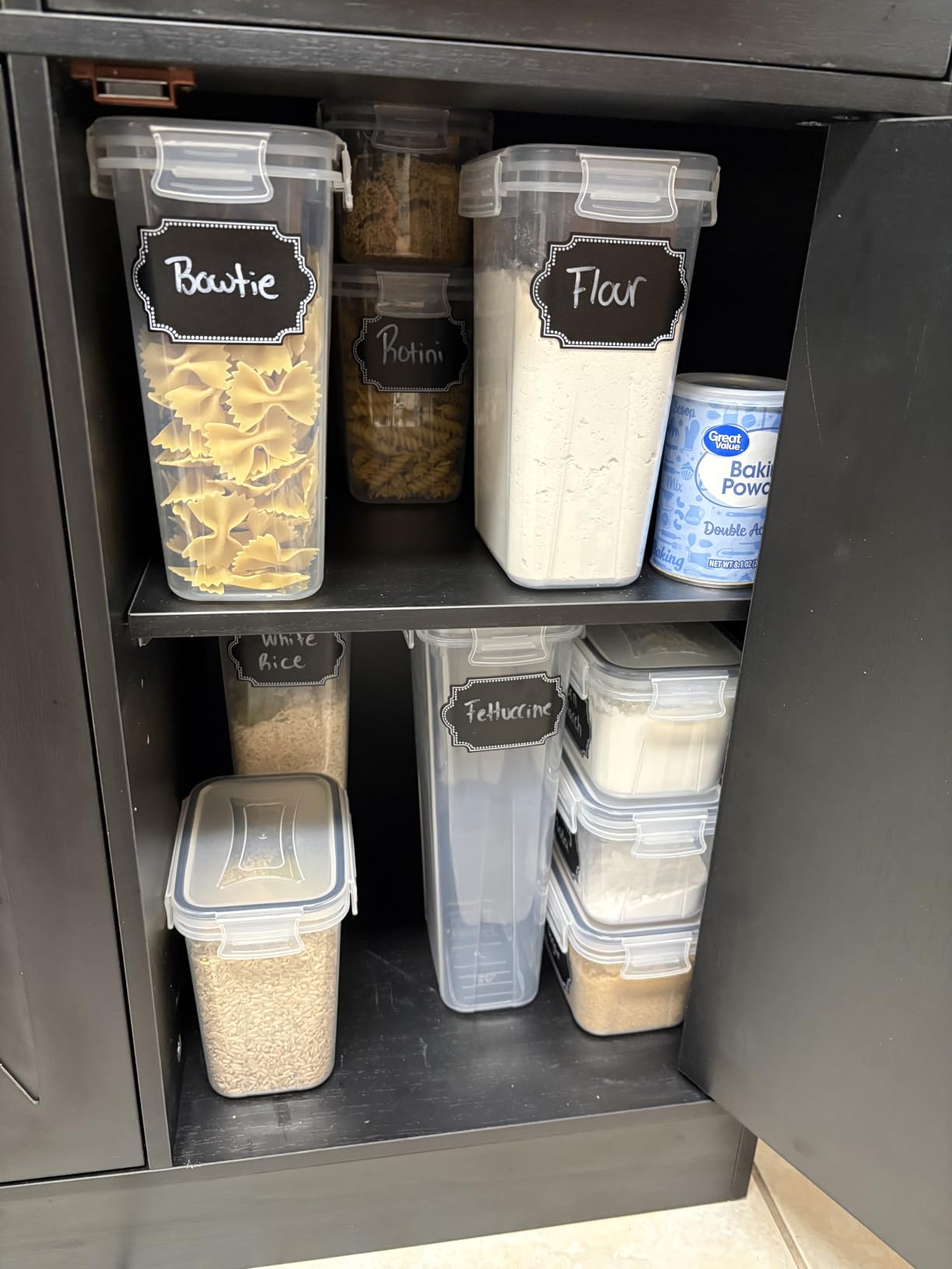 Vtopmart Airtight Food Storage Containers with Lids, 24 pcs, Black | For Cereal Pasta Snack Flour Sugar, BPA Free, Airtight Seal, Multiple Sizes, Dishwasher Safe (Not Lids), Includes 24 Labels customer photo 1