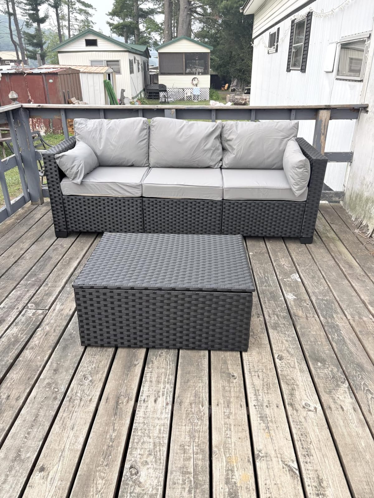 Rattaner Patio Wicker Furniture Set 6 Pieces Outdoor HDPE Wicker Conversation Couch Sectional Chair Sofa Set with Grey Cushions customer photo 2