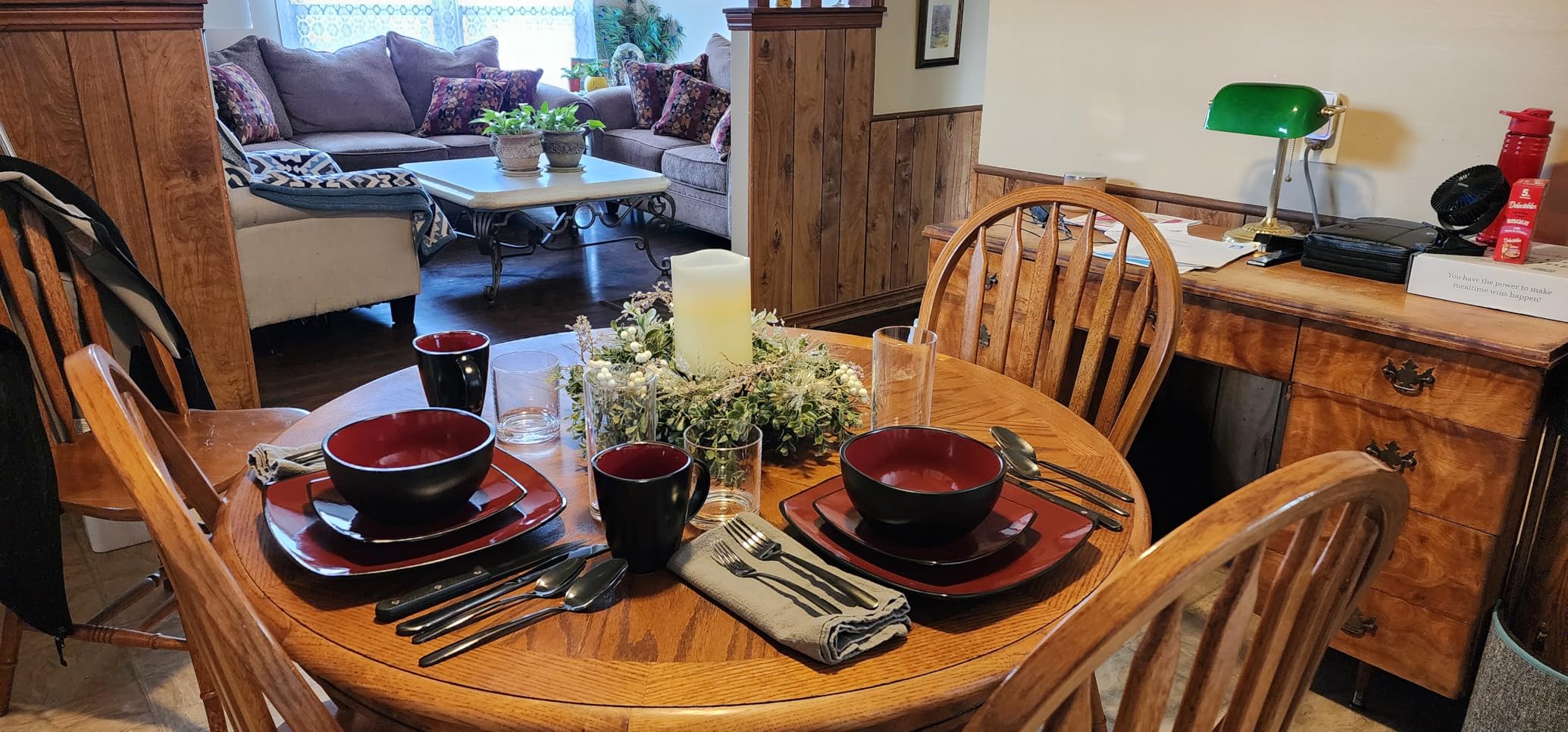 Gibson Elite Soho Lounge Square Reactive Glaze Stoneware Dinnerware Set, Service for 4 (16pc), Eclipse customer photo 2