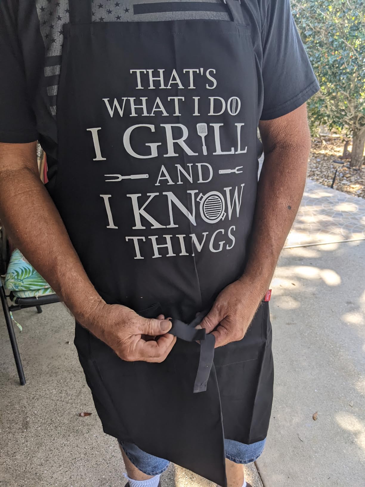 Funny Grilling Aprons for Men - Mens Chef Cooking BBQ Grill Apron | That's What I Do I Grill and I Know Things, Cotton, Adjustable, 2 Pockets, Long Ties, Husband Dad Papa Grilling Gifts customer photo 1