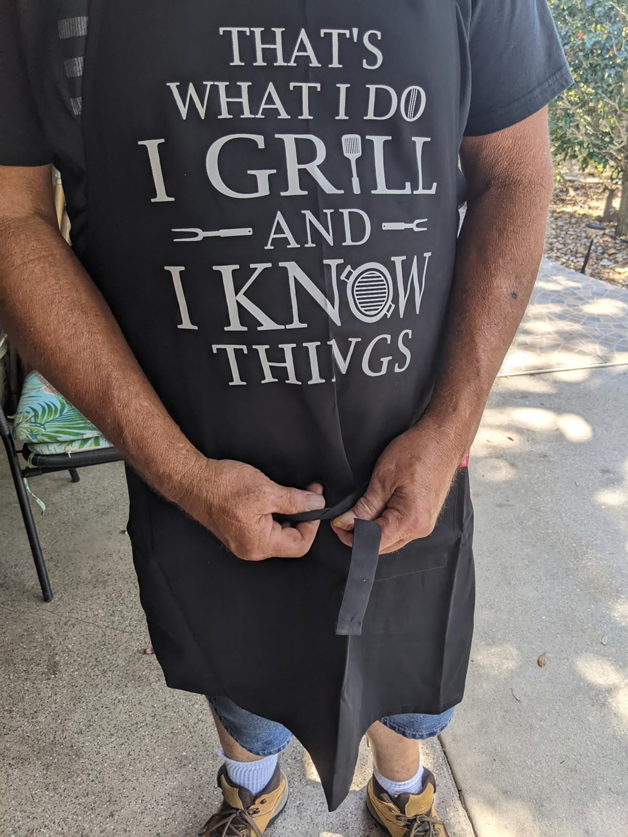Funny Grilling Aprons for Men - Mens Chef Cooking BBQ Grill Apron | That's What I Do I Grill and I Know Things, Cotton, Adjustable, 2 Pockets, Long Ties, Husband Dad Papa Grilling Gifts customer photo 2