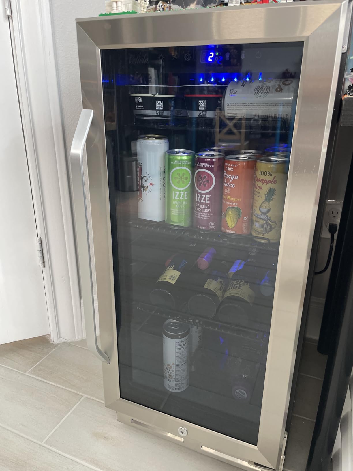 Wine Fridge Cooler 180 Bottle 24 Inch Dual Zone Glass Door Lock for Home | Wine Refrigerator, 40-65℉, Air Circulation, Blue LED, Home Bar Living Room Office, Wood Shelves, Compressor, Built-in, Freestanding customer photo 1