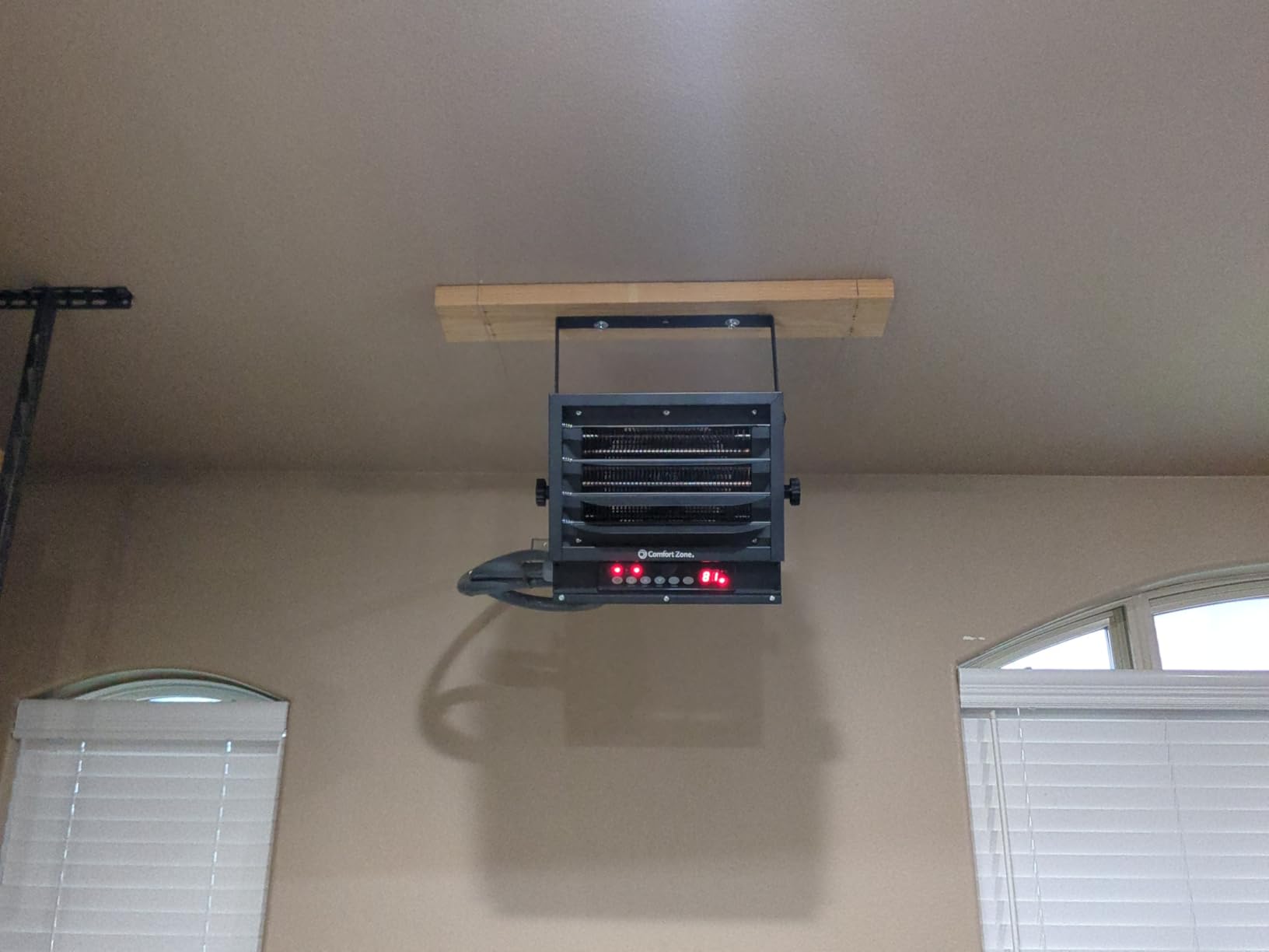 Comfort Zone Hard-Wired Ceiling Mount Garage Space Heater with Remote, 7,500 Watt, 240 Volt, Fan-Forced, Overheat Protection, Digital Thermostat, 12-Hour Timer, Ideal for Garage & Workshop, CZ230ERBK customer photo 1