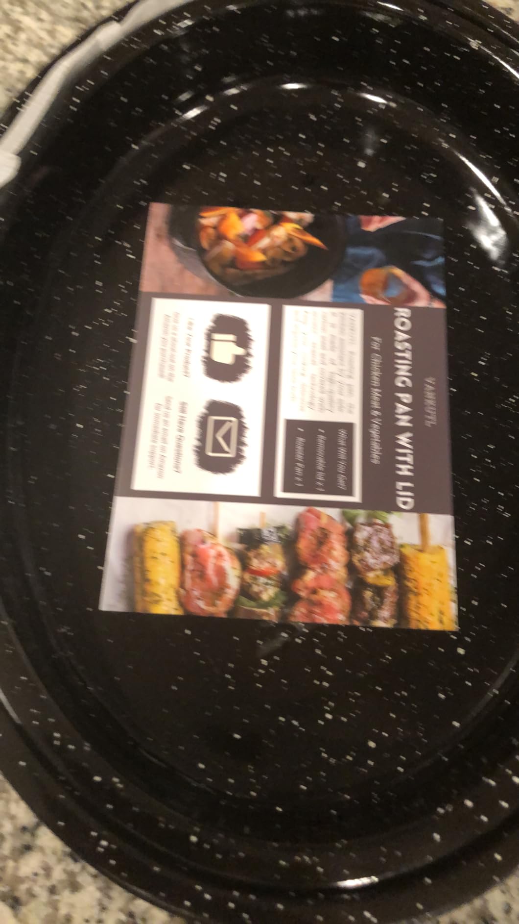 16 Inch Roasting Pan with Lid - Covered Oval Roaster - Enamel Carbon Steel Roaster Pot - Excellent Heat Distribution and Non-sticky - for Turkey Chicken Meat & Vegetables customer photo 2